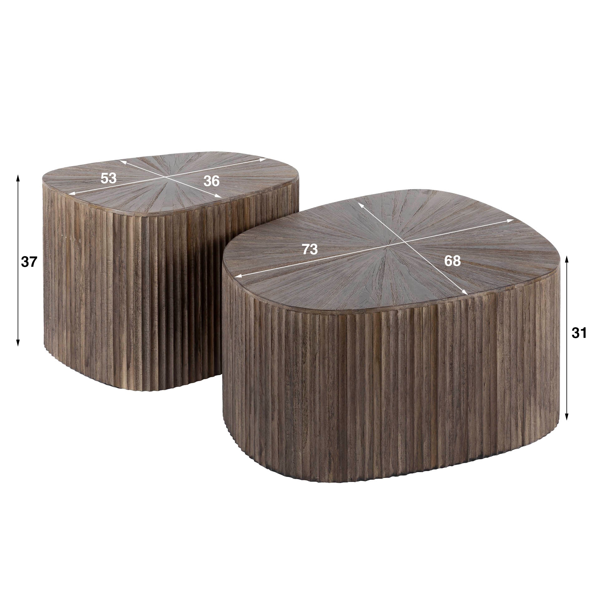 Salontafel Maya Teak vierhoekig set van 2 / Massief teak espresso – afbeelding 5