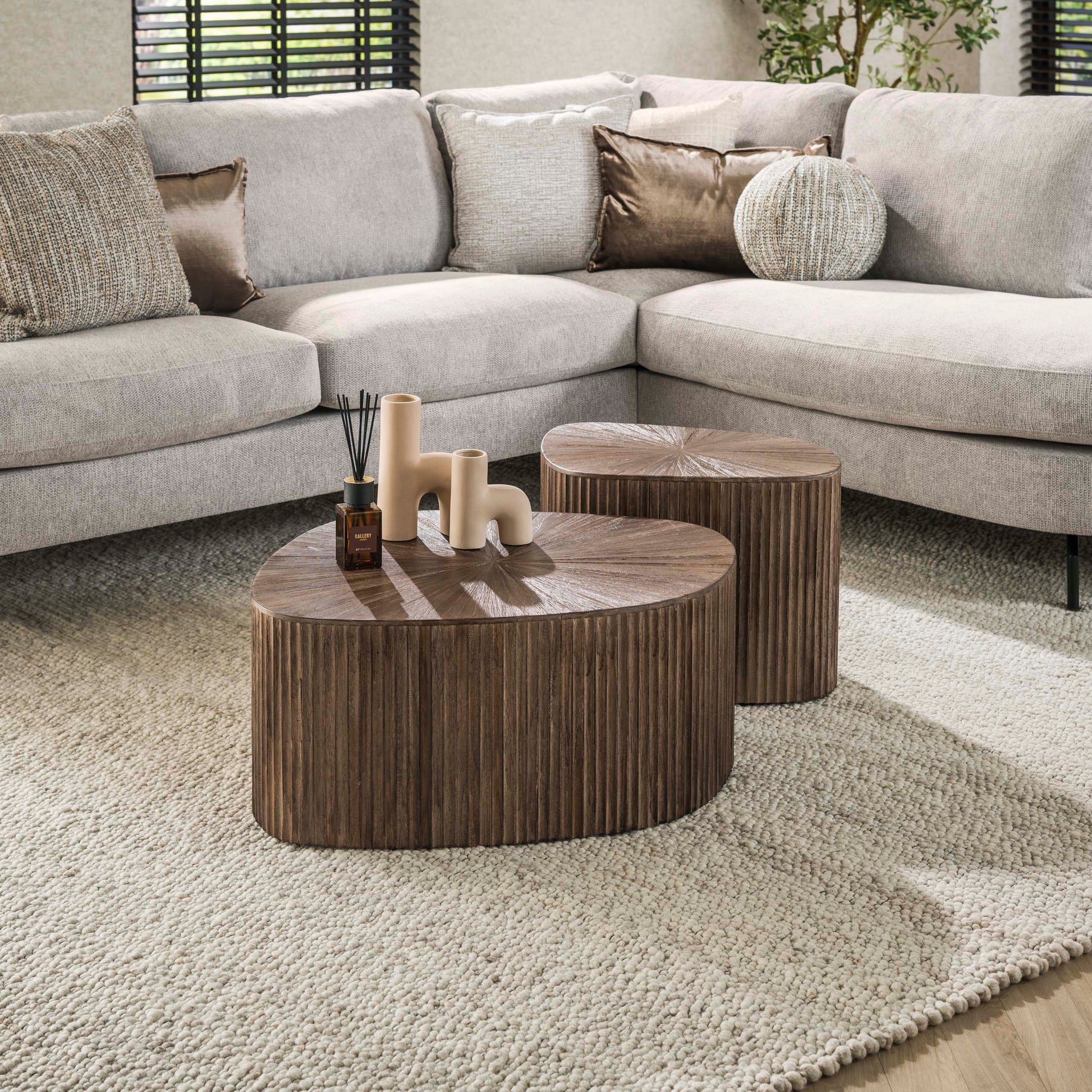Salontafel Maya Teak vierhoekig set van 2 / Massief teak espresso – afbeelding 2