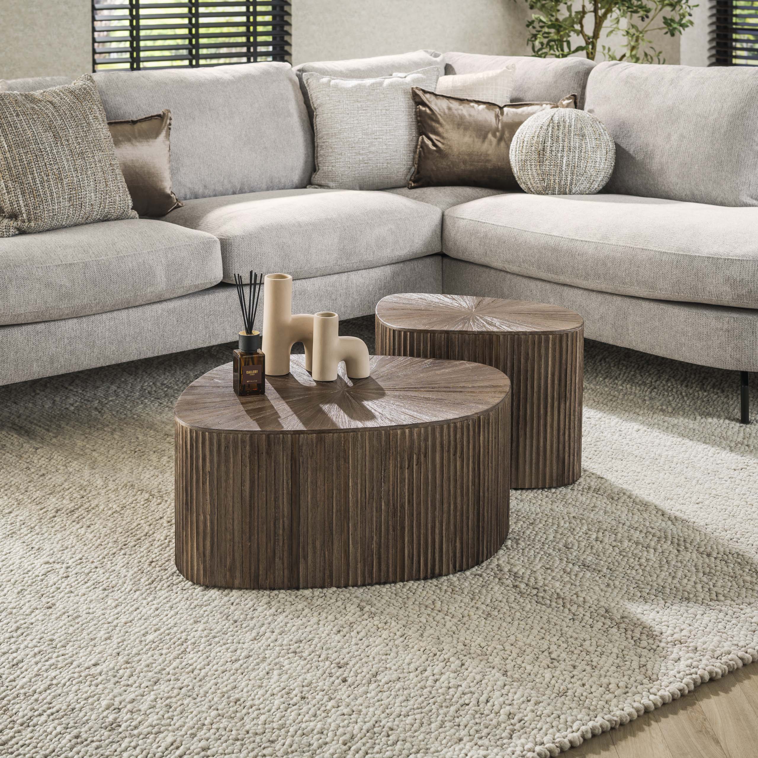 Salontafel Maya Teak vierhoekig set van 2 / Massief teak espresso – afbeelding 2