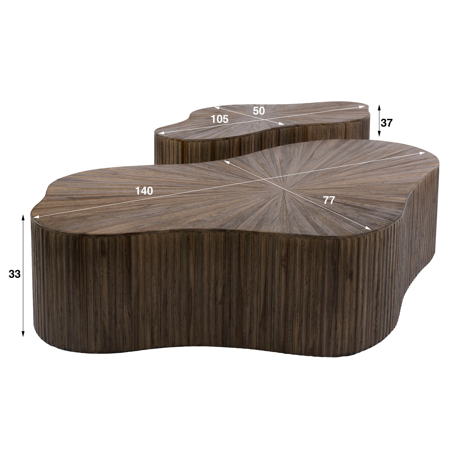 Salontafel Maya Teak XL shamrock set van 2 / Massief teak espresso – afbeelding 6