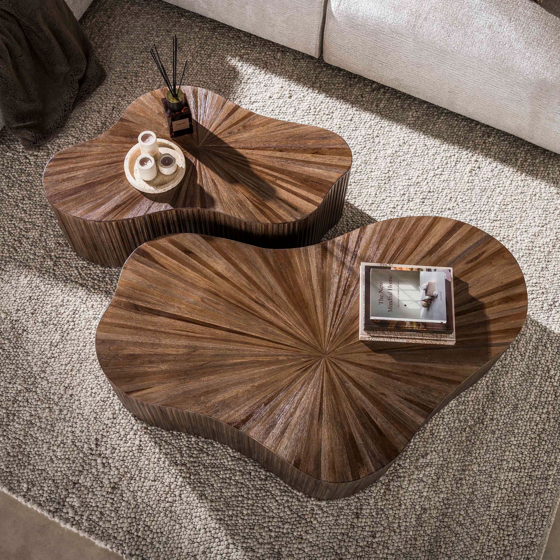Salontafel Maya Teak XL shamrock set van 2 / Massief teak espresso – afbeelding 2
