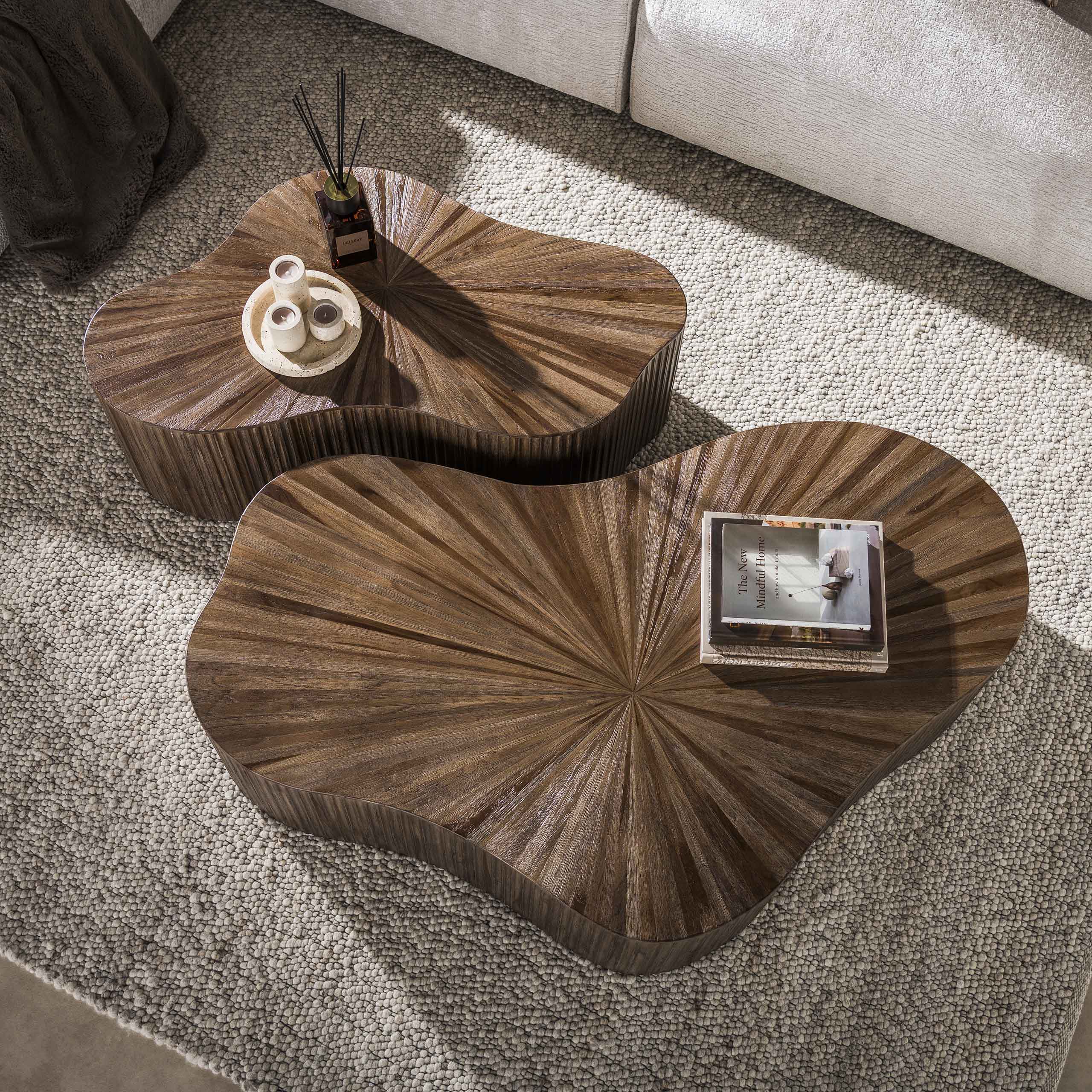 Salontafel Maya Teak XL shamrock set van 2 / Massief teak espresso – afbeelding 2