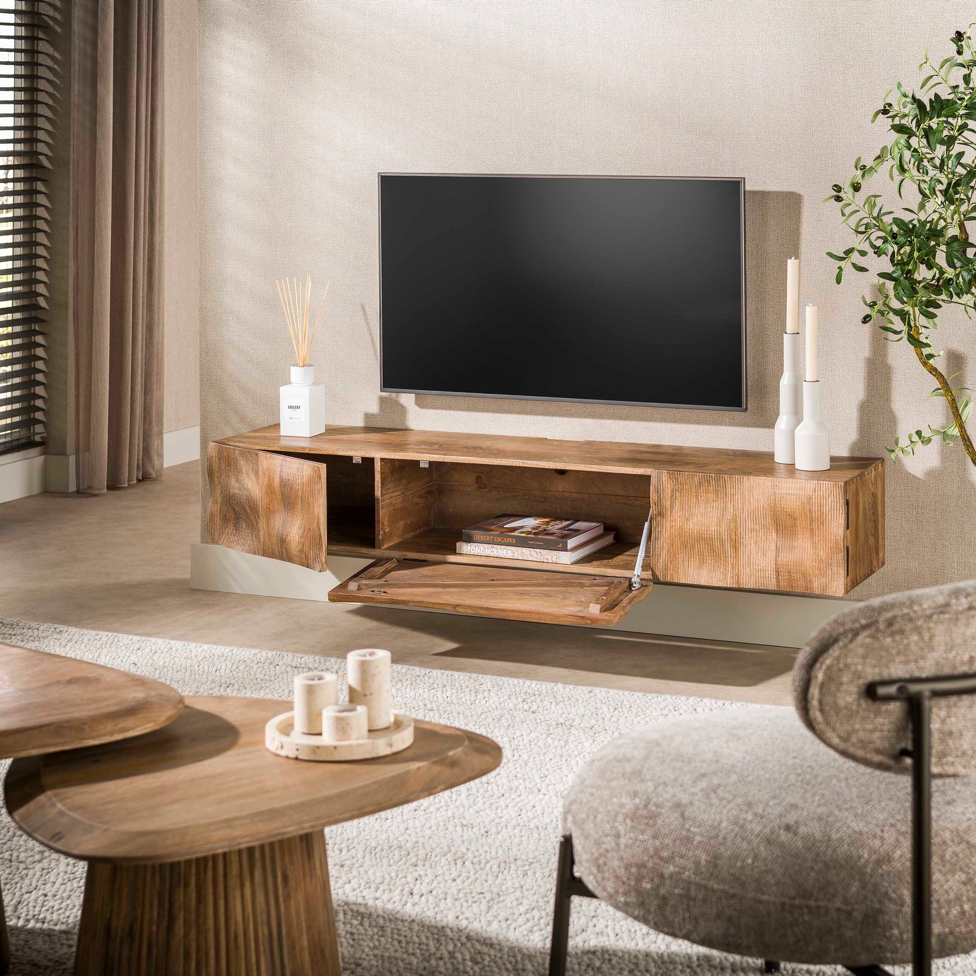 TV-meubel Ocean / Massief mango zand – afbeelding 2