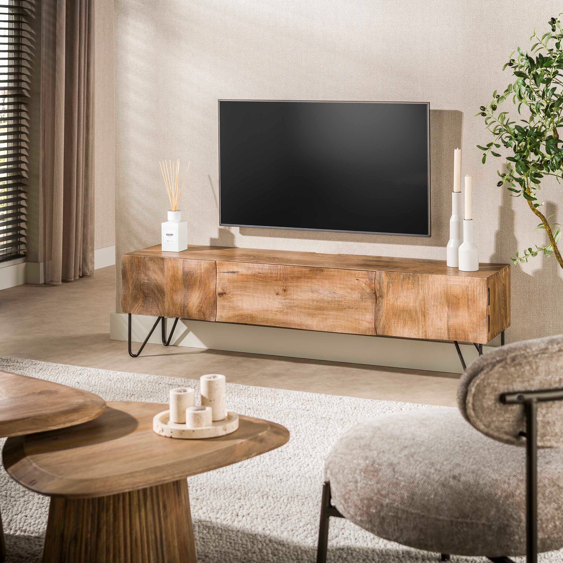 TV-meubel Ocean / Massief mango zand – afbeelding 3