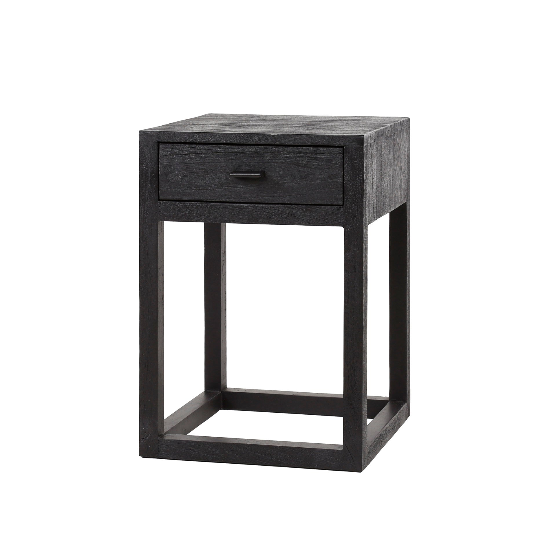 Nachtkastje Black Square 1 lade / Massief acacia zwart – afbeelding 4