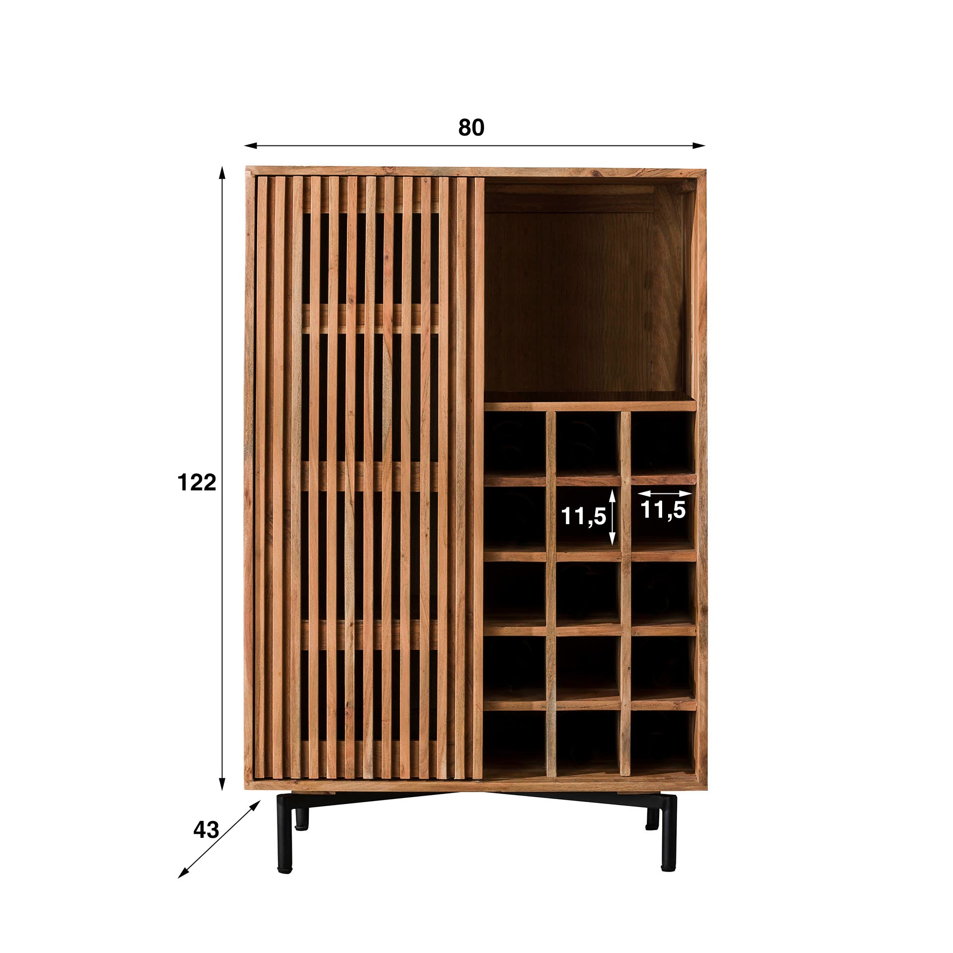 Wijnkast Slide / Massief acacia – afbeelding 5