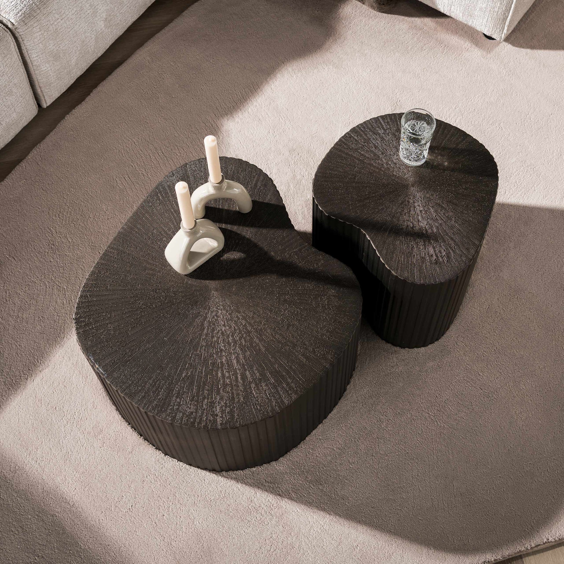 Salontafel Maya Ray niervormig set van 2 / Brons liquid metal – afbeelding 2