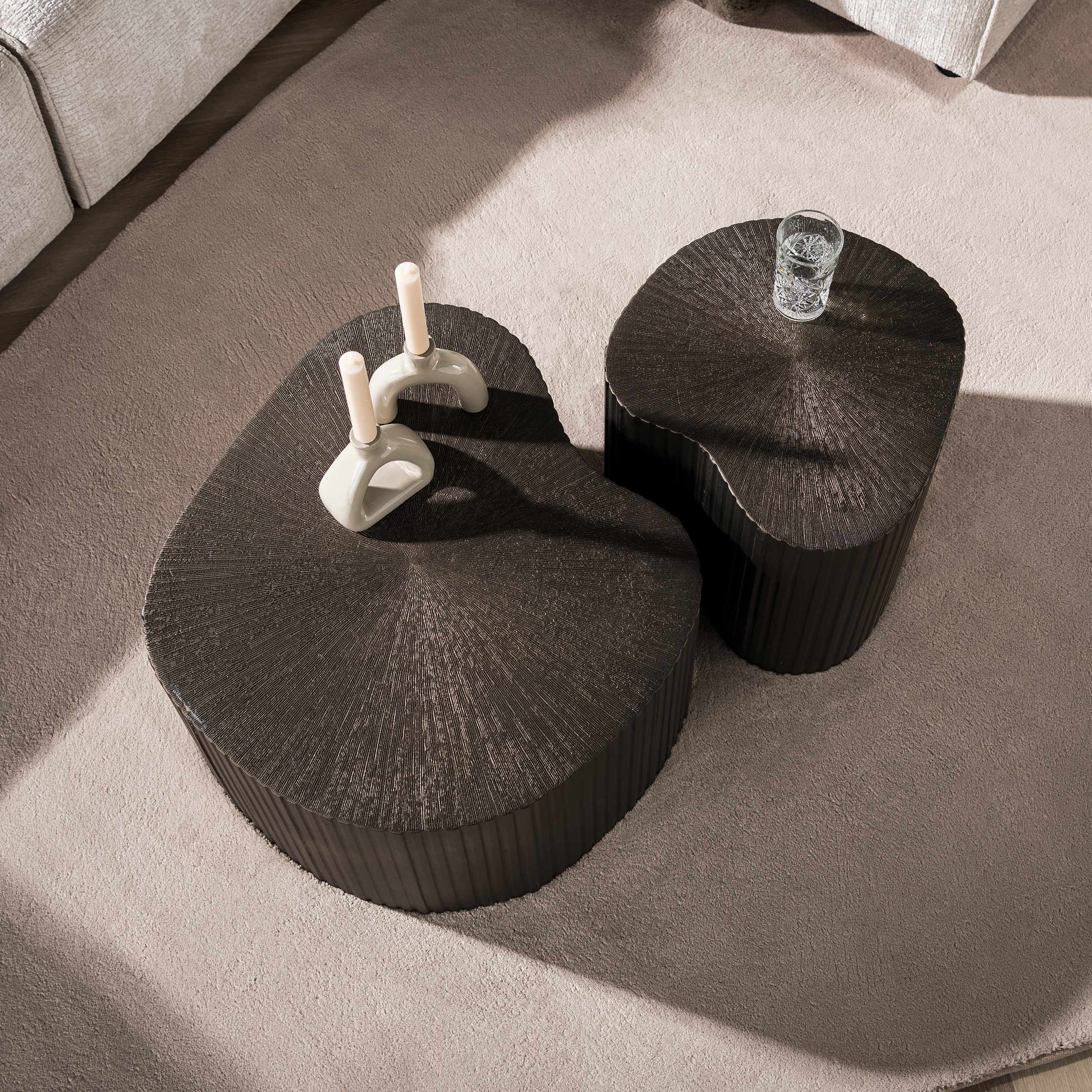 Salontafel Maya Ray niervormig set van 2 / Brons liquid metal – afbeelding 2