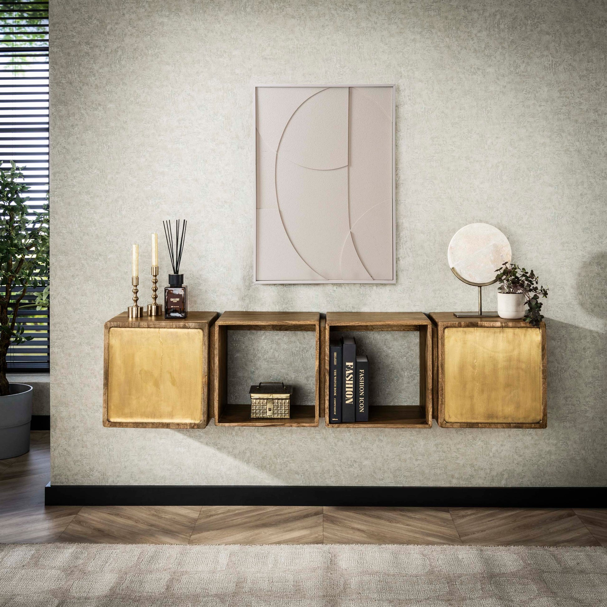 Dressoir Brass 2 deuren / Massief mango zand – afbeelding 1