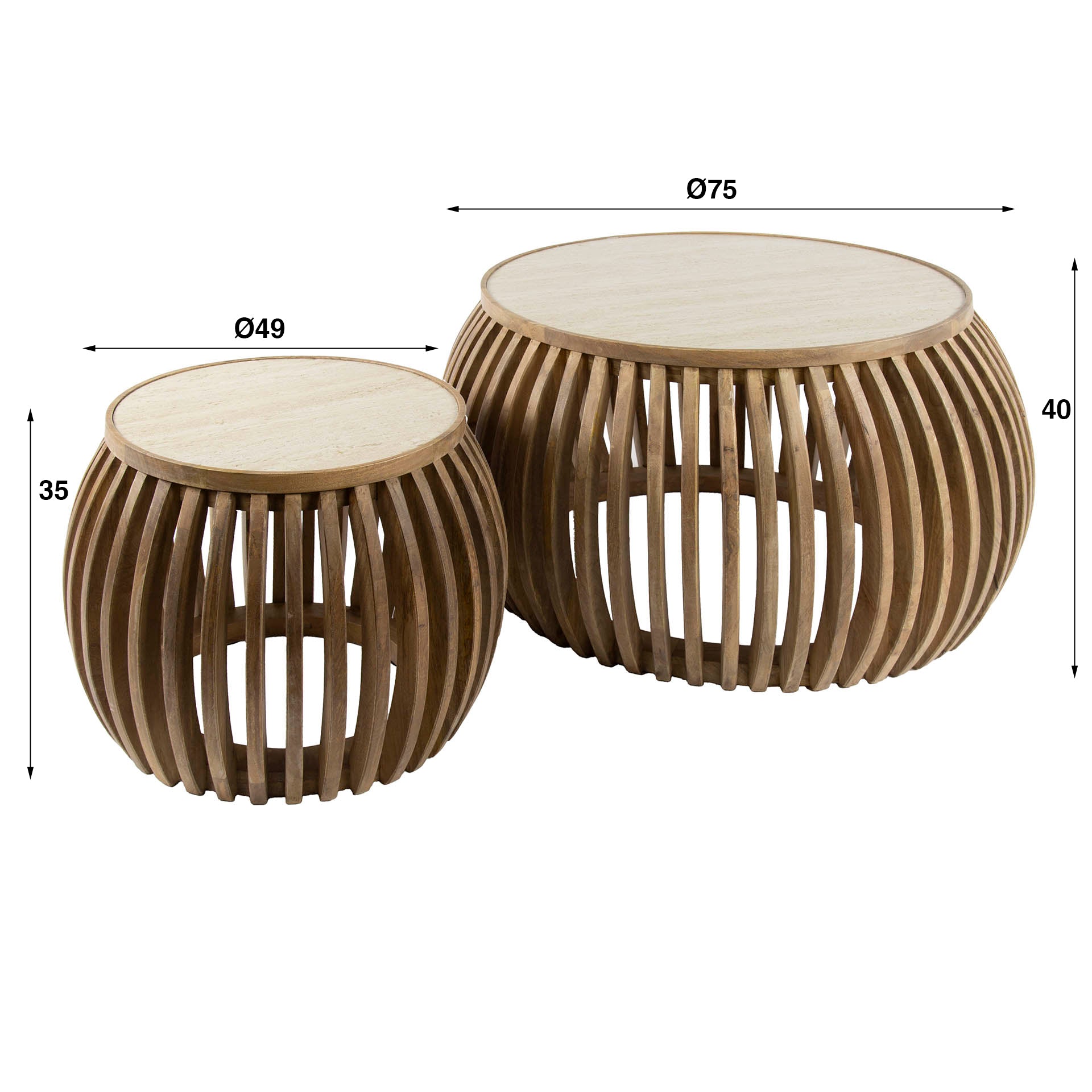 Salontafel Nuovo Curve set van 2 / Massief mango zand – afbeelding 4