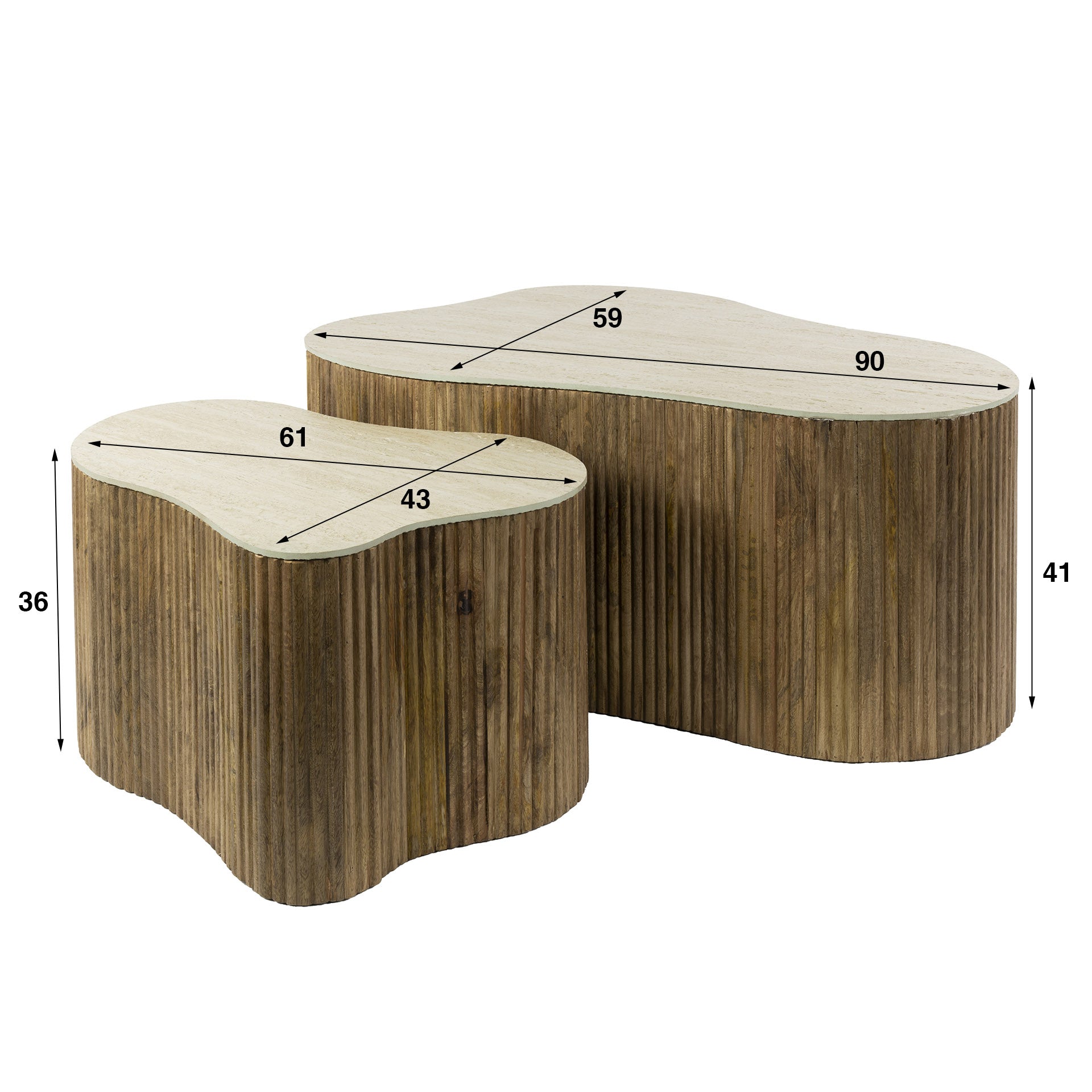 Salontafel Nuovo shamrock set van 2 / Massief mango zand – afbeelding 5