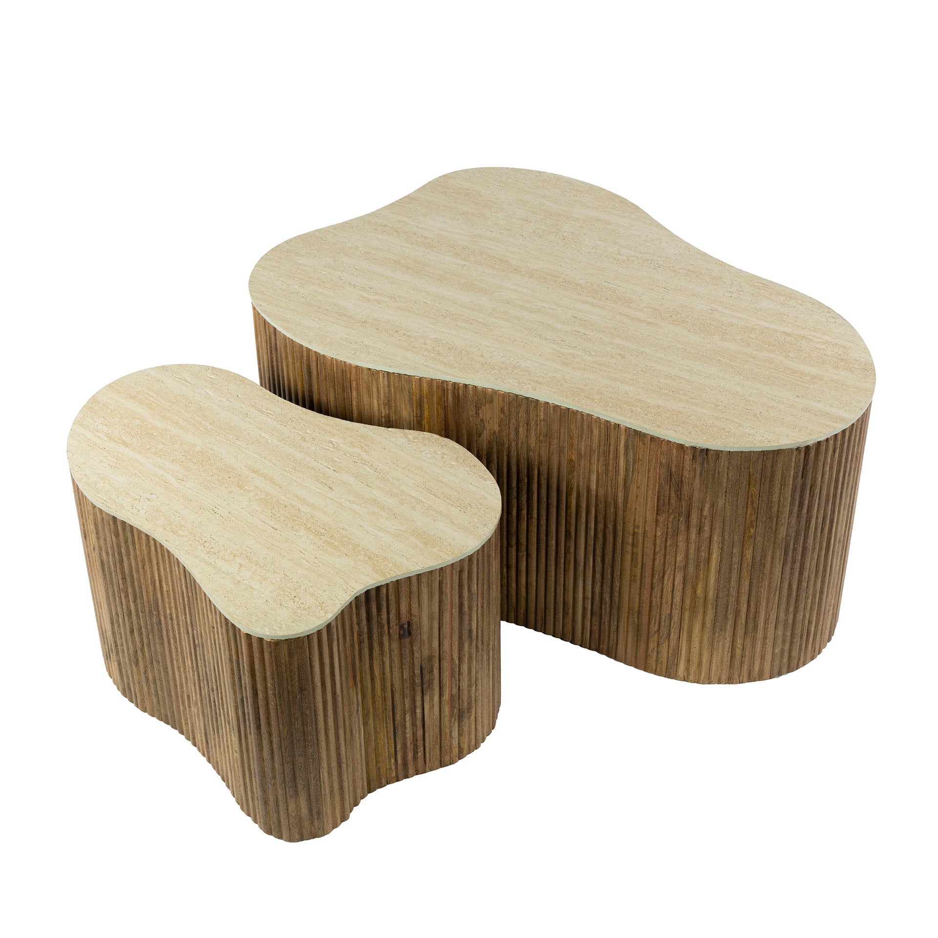 Salontafel Nuovo shamrock set van 2 / Massief mango zand – afbeelding 6