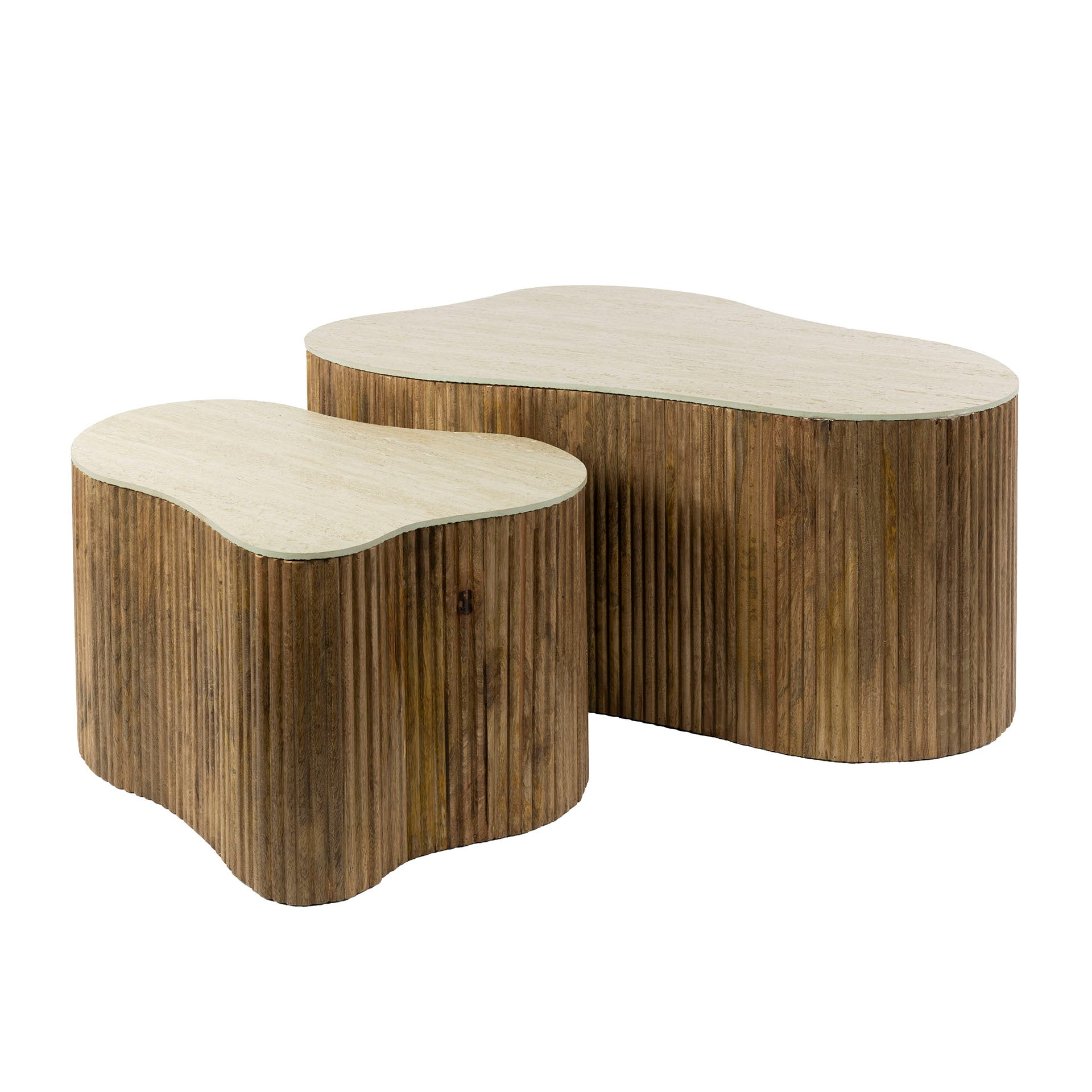 Salontafel Nuovo shamrock set van 2 / Massief mango zand – afbeelding 4