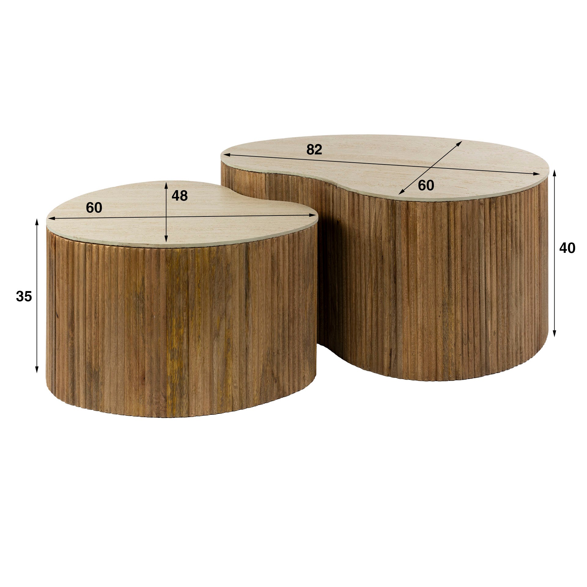 Salontafel Nuovo niervormig set van 2 / Massief mango zand – afbeelding 5