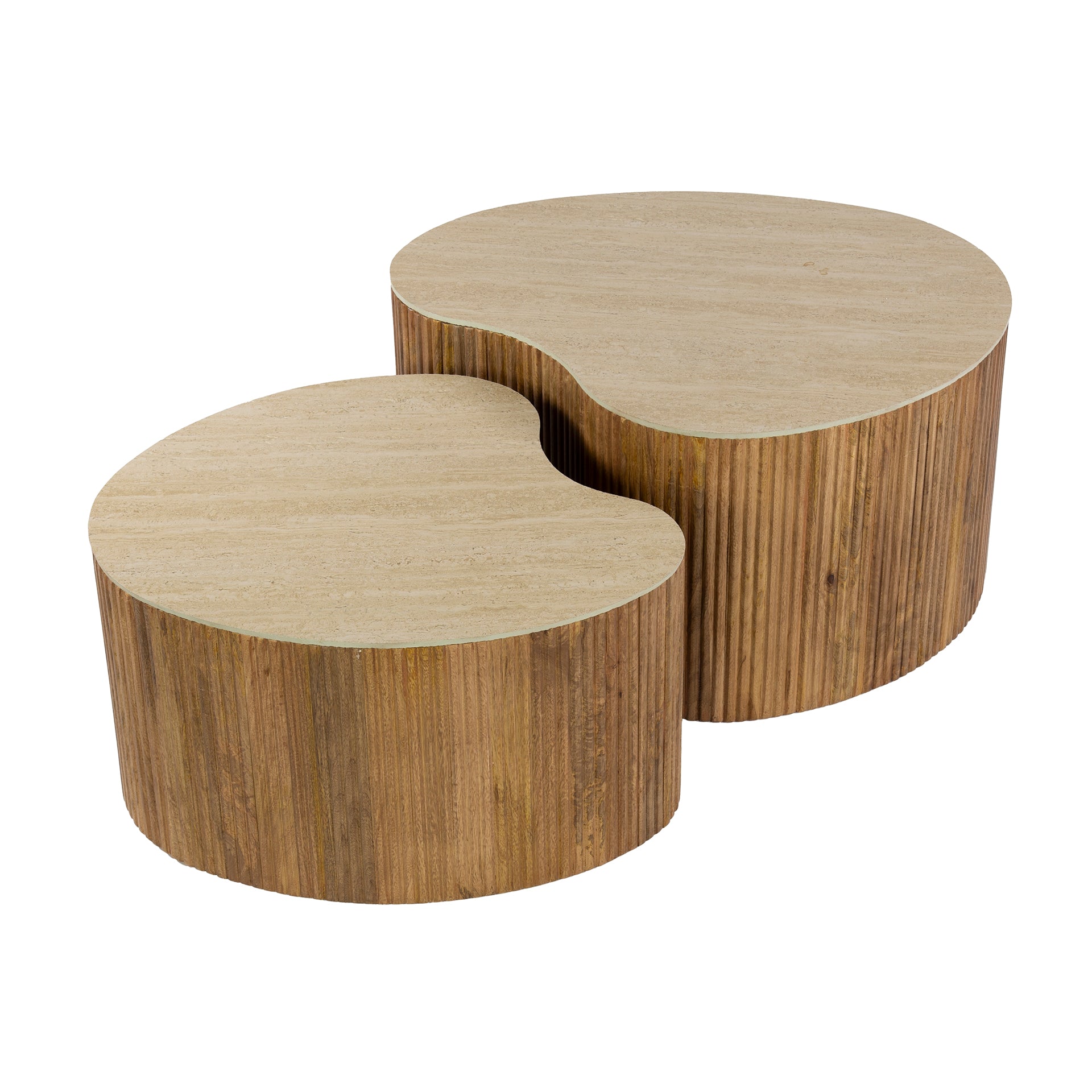 Salontafel Nuovo niervormig set van 2 / Massief mango zand – afbeelding 6