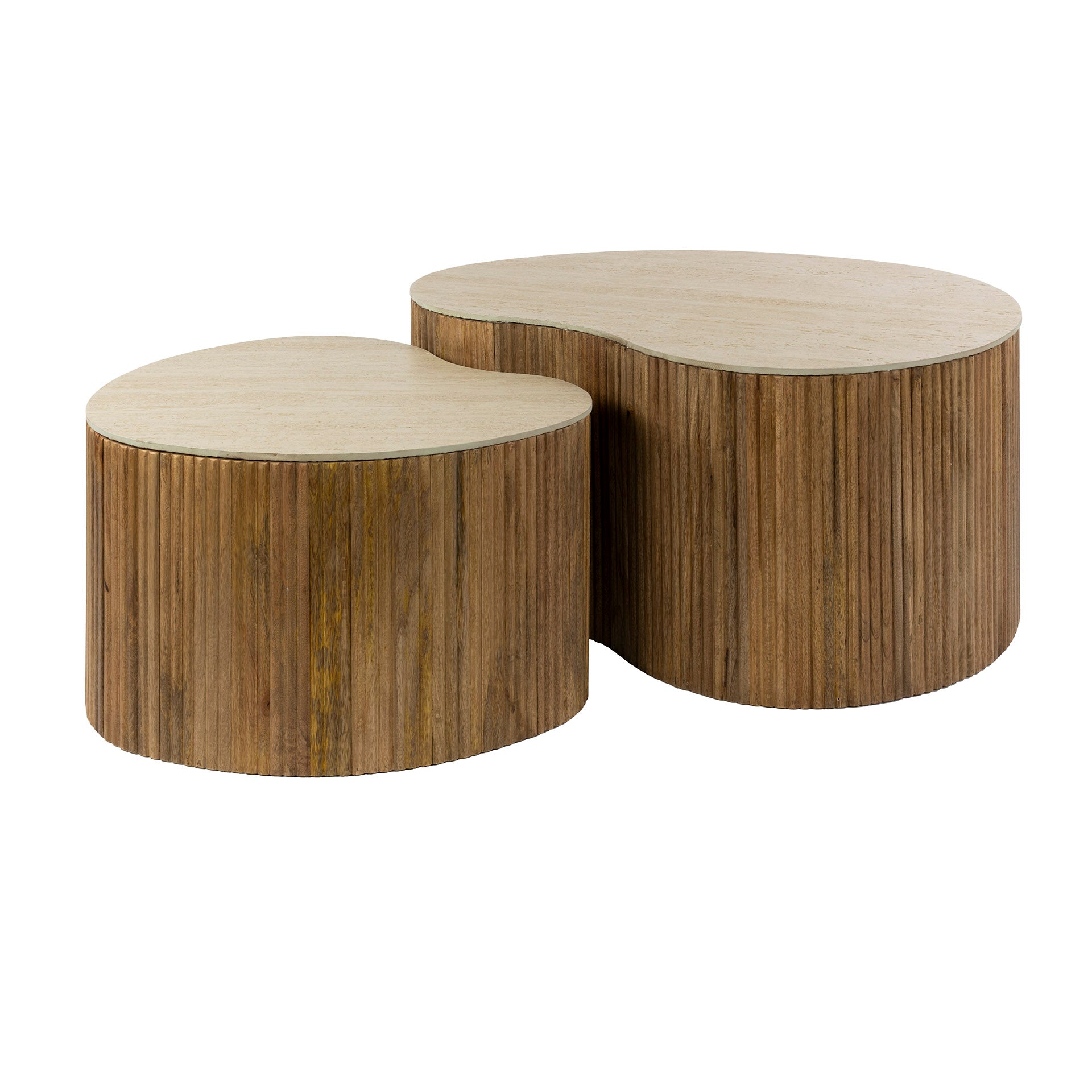 Salontafel Nuovo niervormig set van 2 / Massief mango zand – afbeelding 4