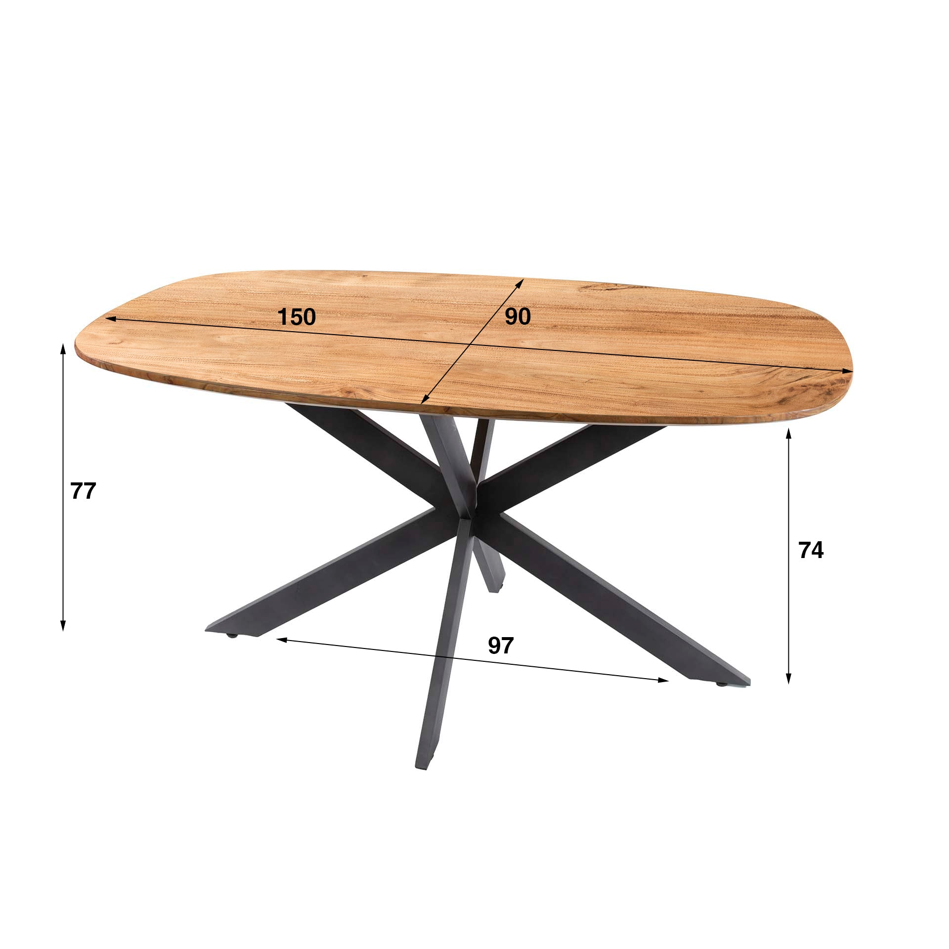 Eettafel Arhus Solid deens ovaal 150cm / Massief acacia – afbeelding 4