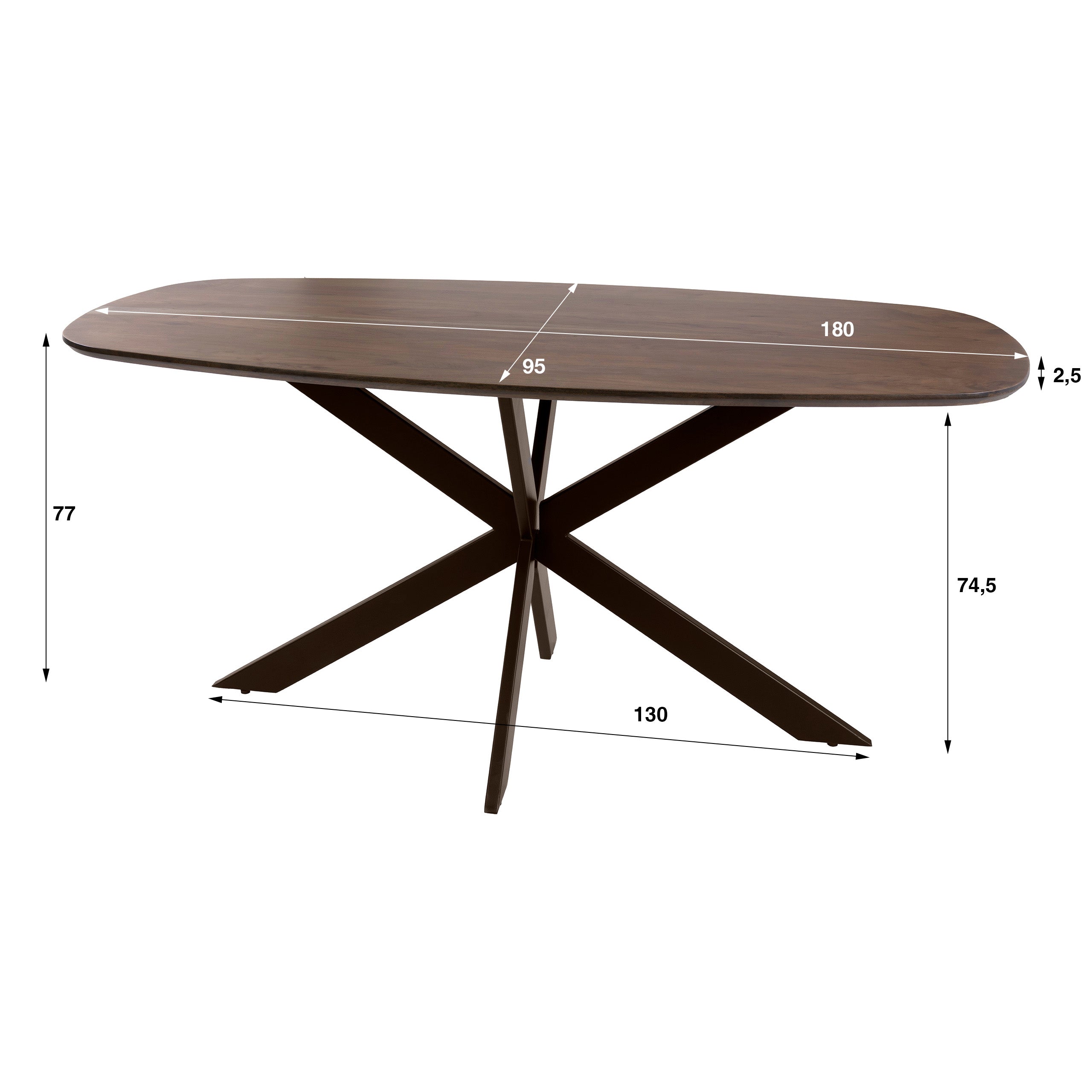 Eettafel Arhus Solid deens ovaal 180cm / Massief acacia – afbeelding 7