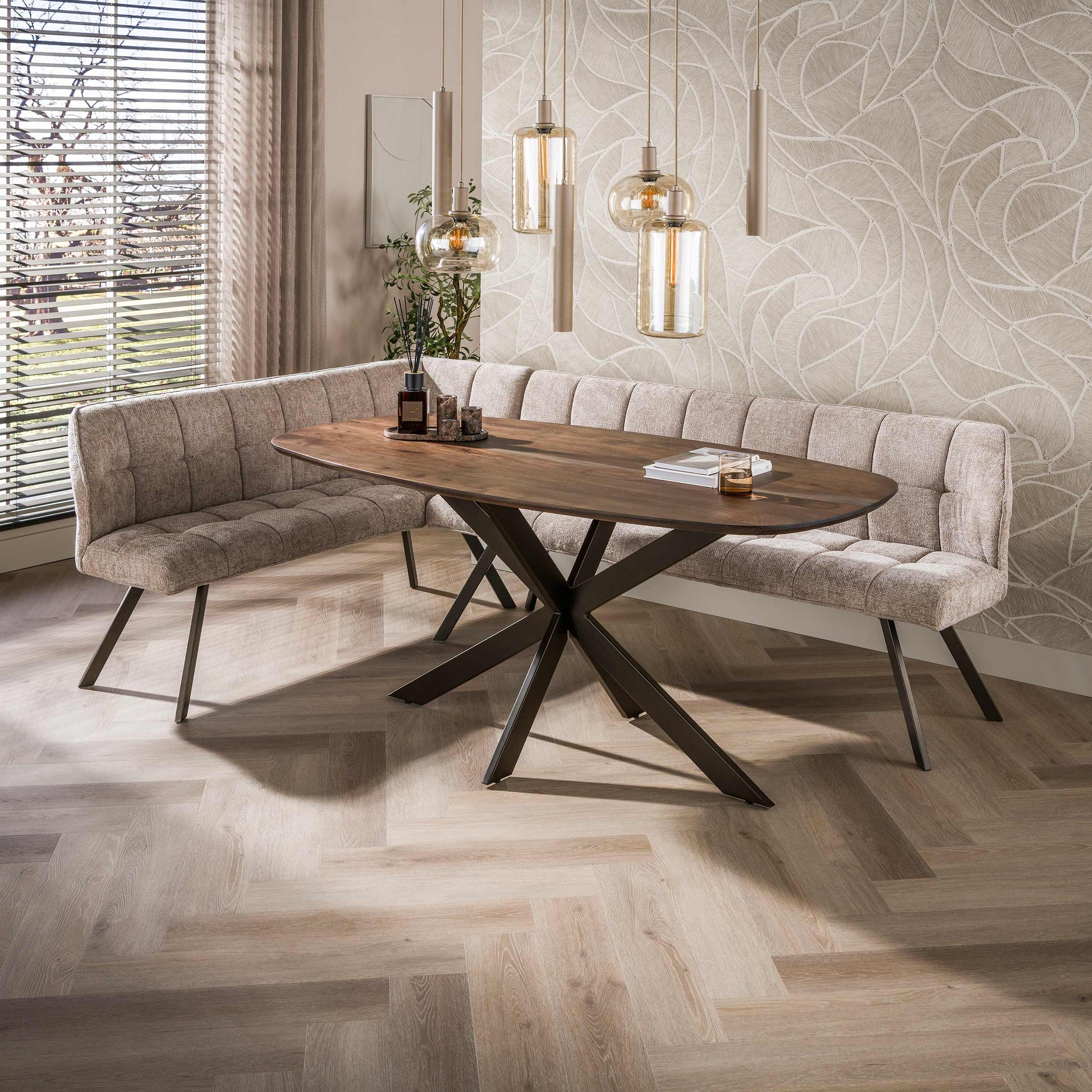 Eettafel Arhus Solid deens ovaal 180cm / Massief acacia bruin – afbeelding 4