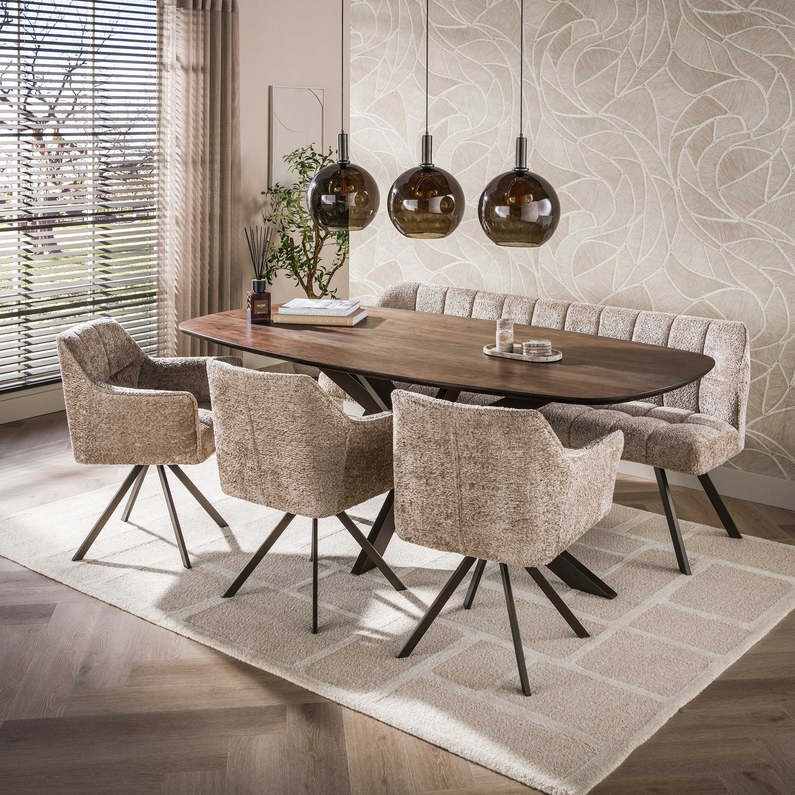 Eettafel Arhus Solid deens ovaal 215cm / Massief acacia bruin – afbeelding 1