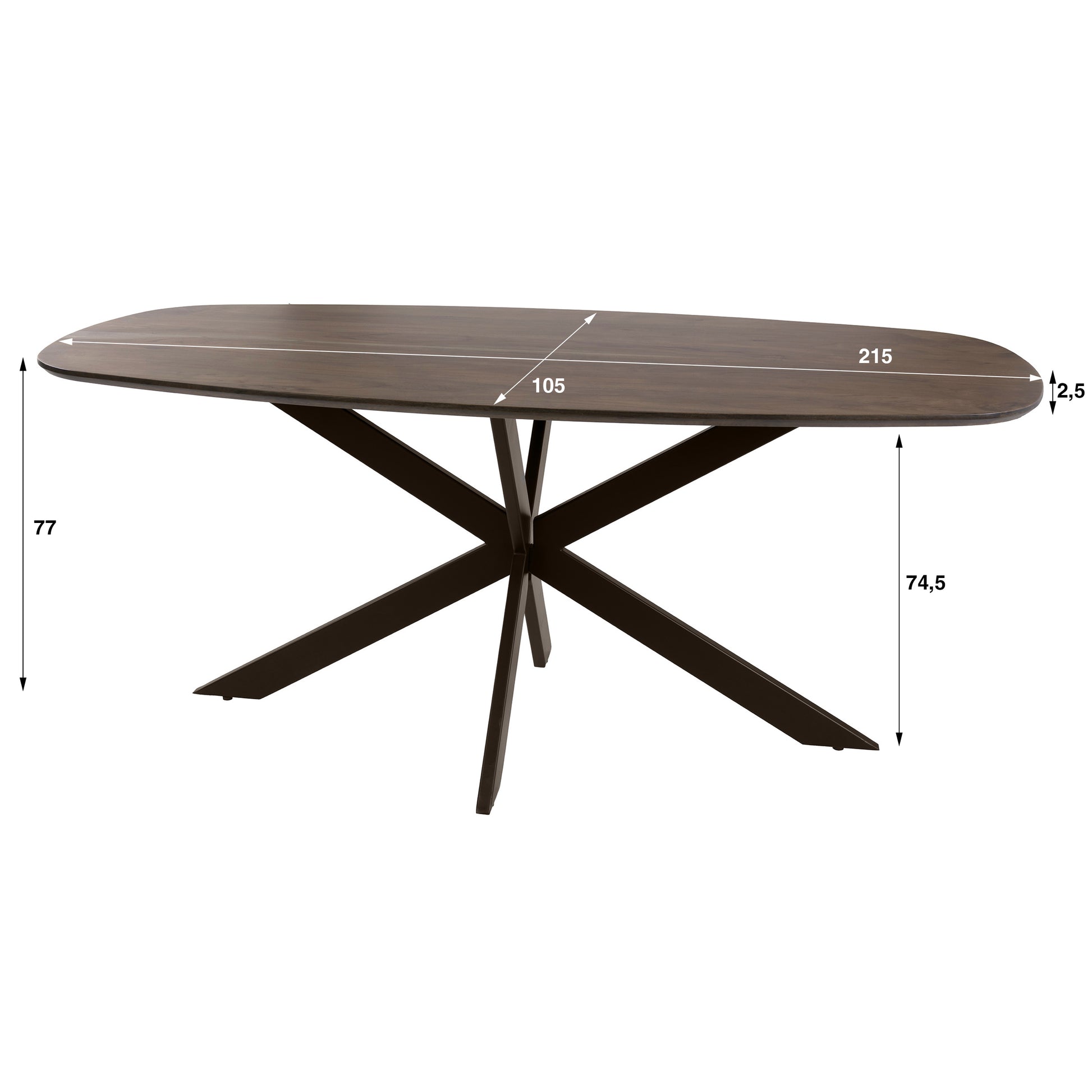 Eettafel Arhus Solid deens ovaal 215cm / Massief acacia – afbeelding 7