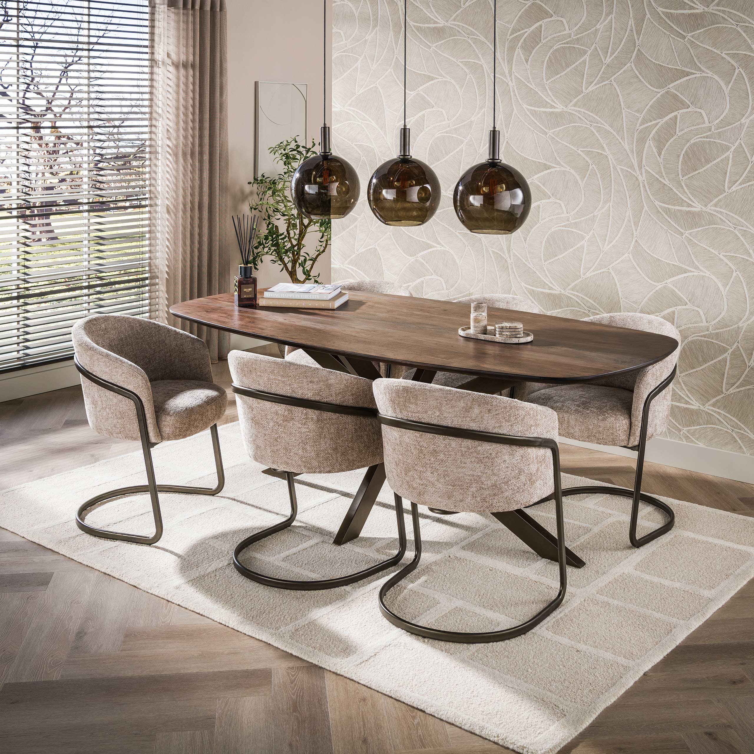 Eettafel Arhus Solid deens ovaal 215cm / Massief acacia bruin – afbeelding 2