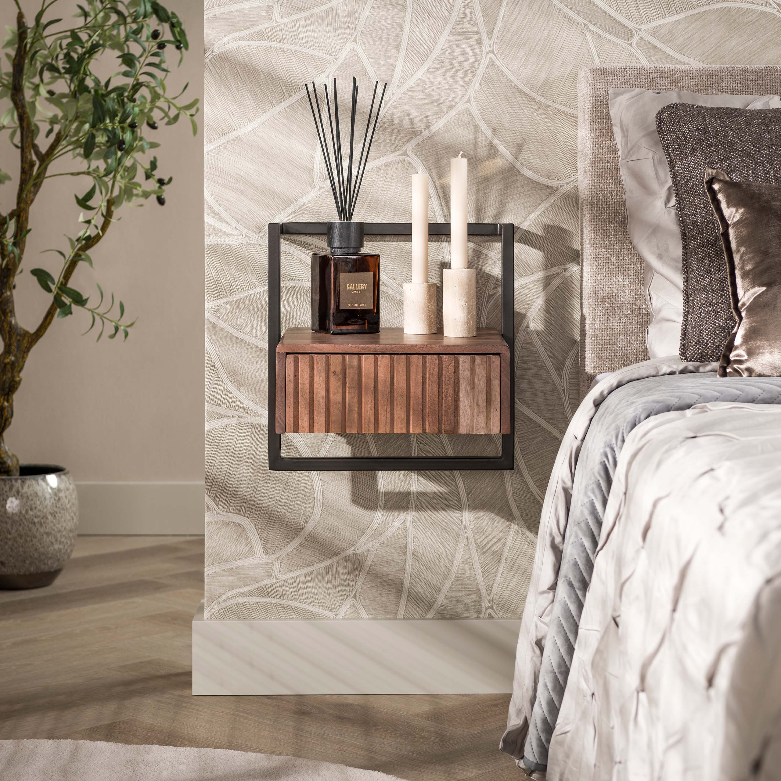 Nachtkastje Carve Air 1 lade / Massief acacia bruin – afbeelding 1