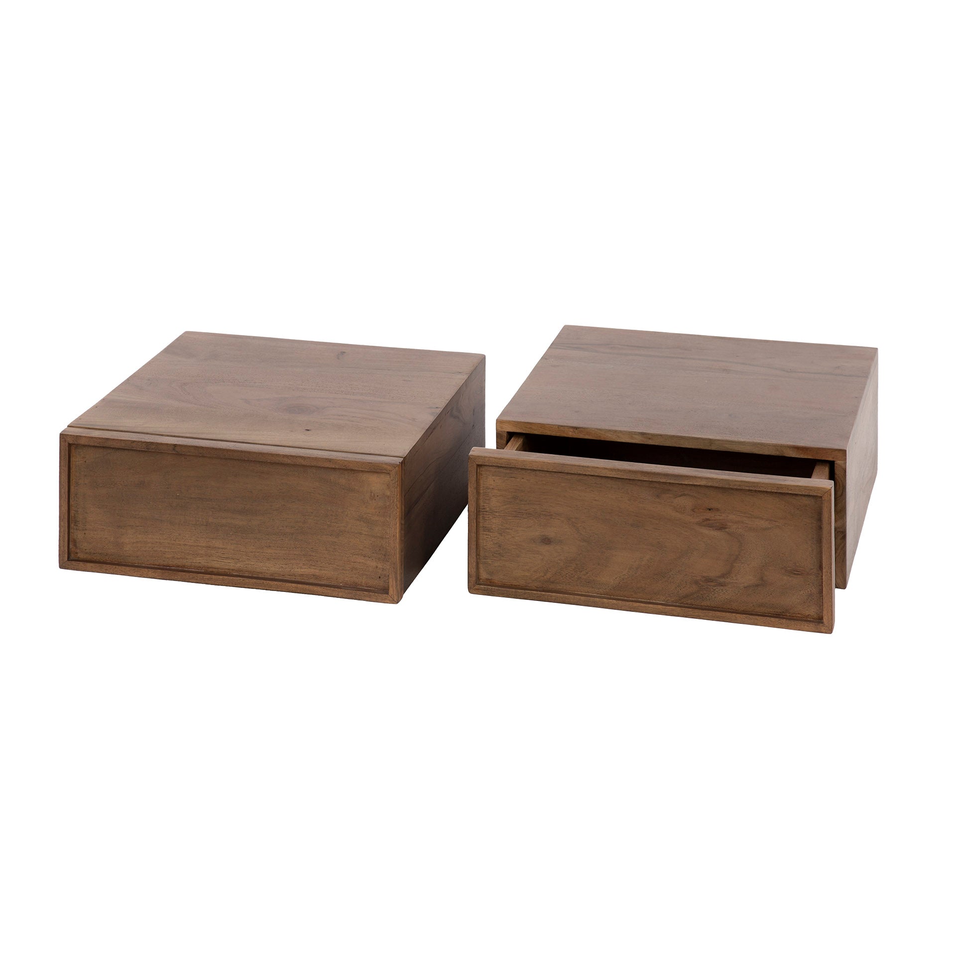 Nachtkastje Frame zwevend 1 lade verpakt per 2 / Massief acacia bruin – afbeelding 6