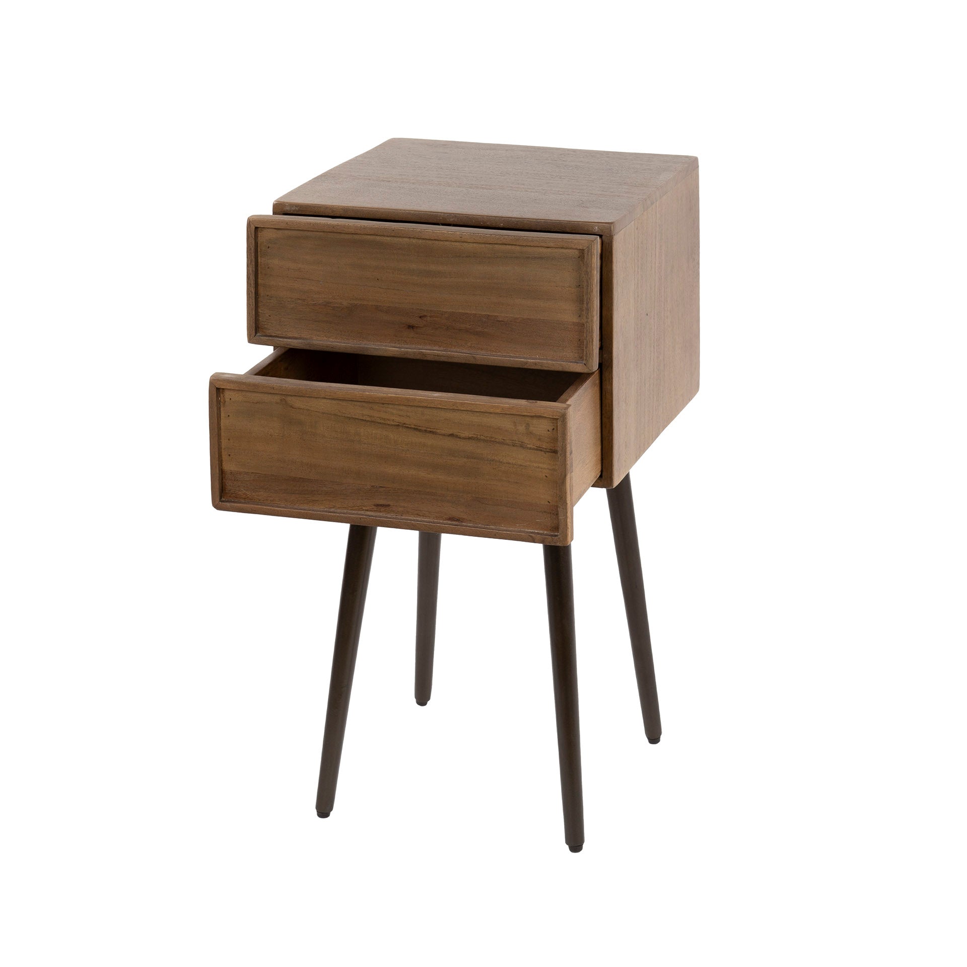 Nachtkastje Frame 2 lades / Massief acacia bruin – afbeelding 5