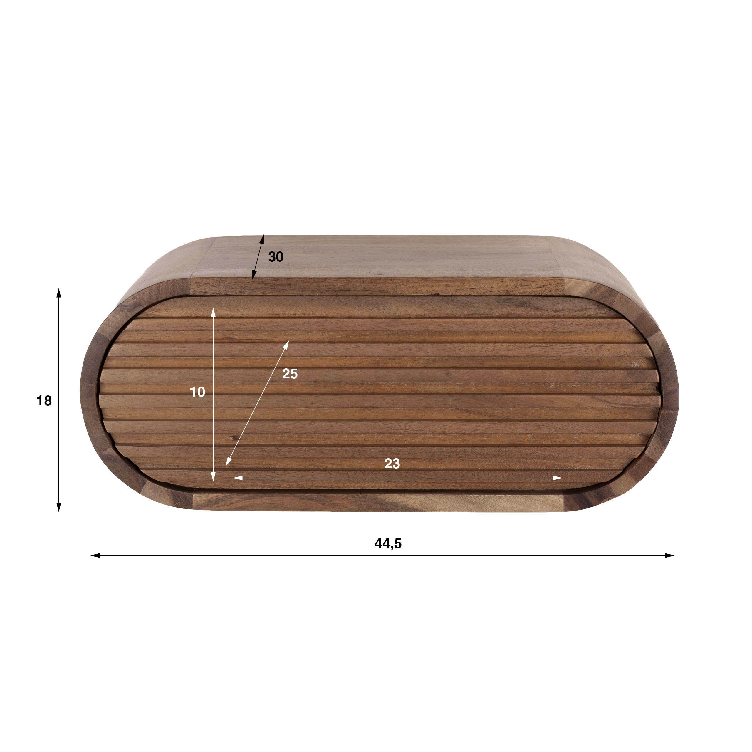 Nachtkastje Ovalo zwevend 1 lade / Massief acacia bruin – afbeelding 6
