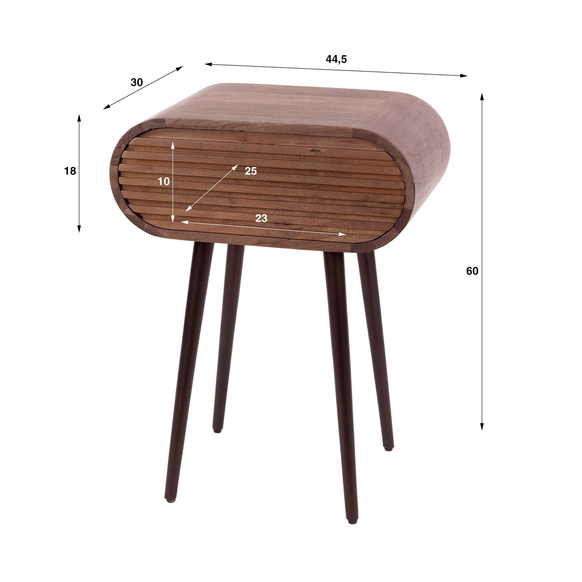 Nachtkastje Ovalo 1 lade / Massief acacia bruin – afbeelding 6