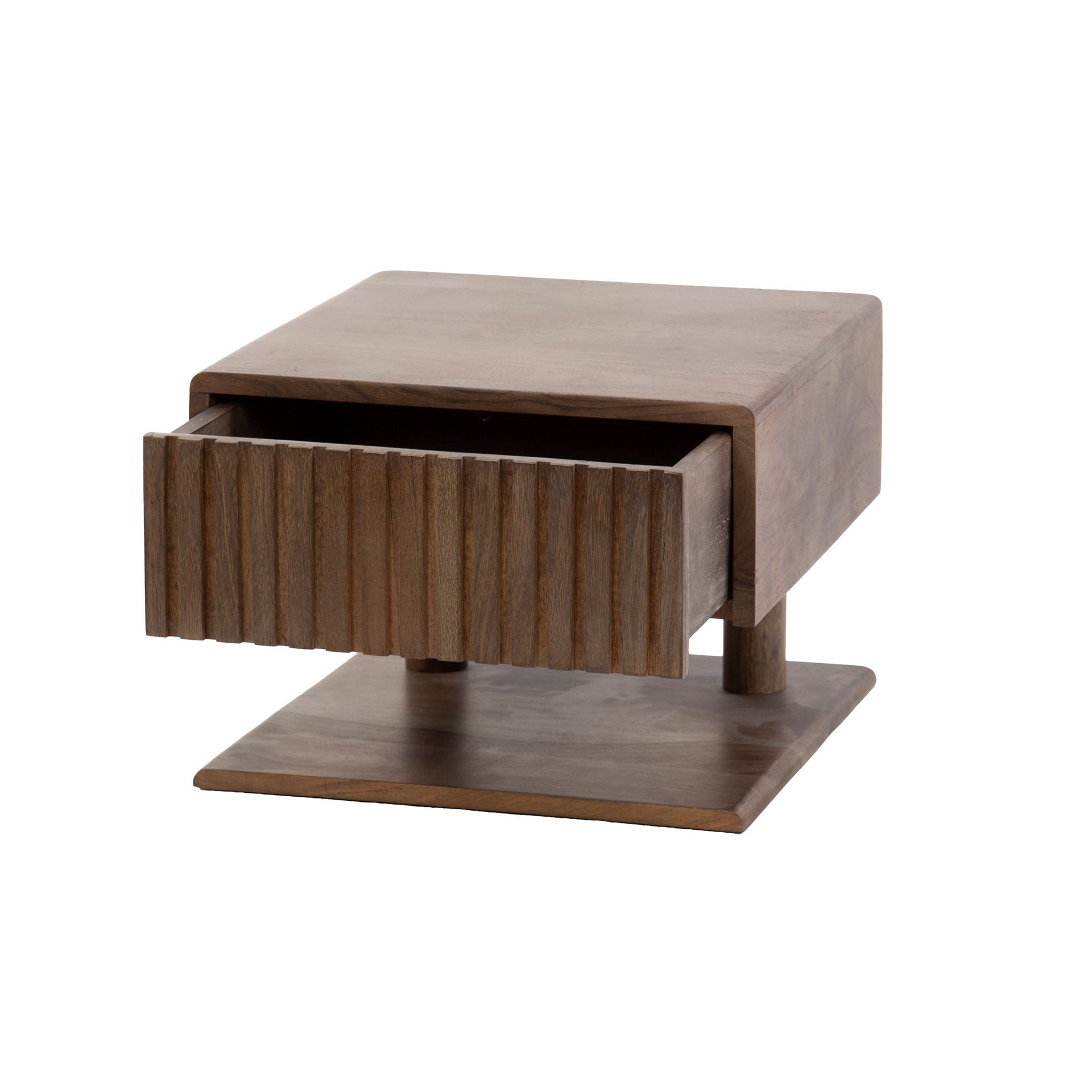 Nachtkastje Carve Shelve zwevend 1 lade / Massief acacia bruin – afbeelding 6
