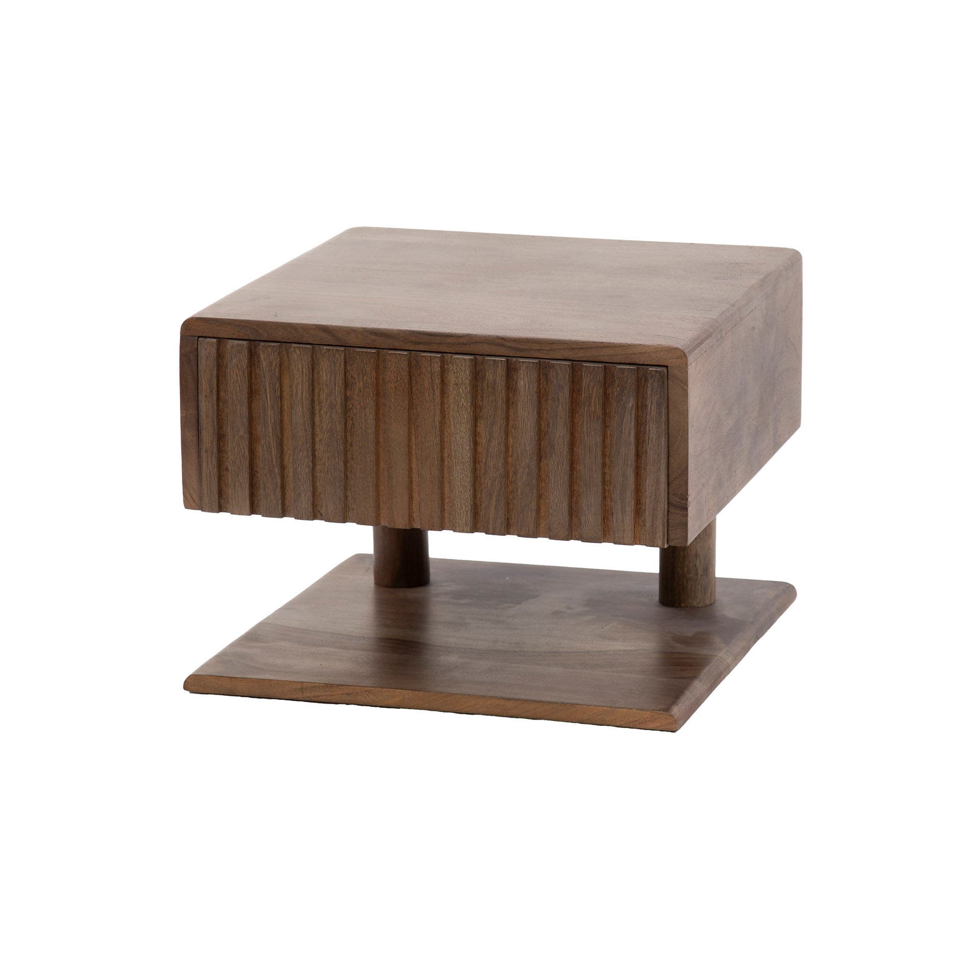 Nachtkastje Carve Shelve zwevend 1 lade / Massief acacia bruin – afbeelding 5