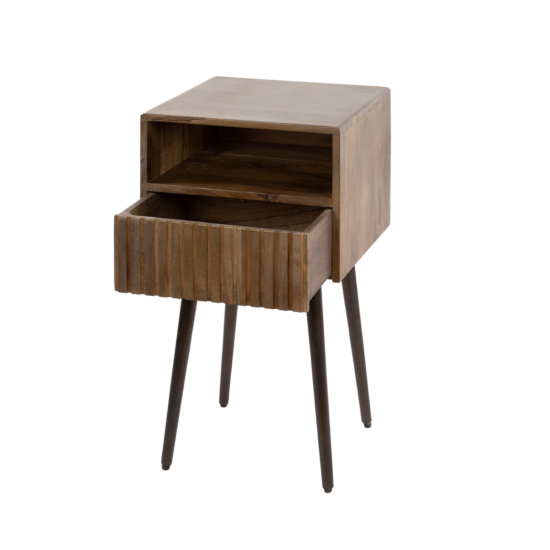 Nachtkastje Carve 1 lade / Massief acacia bruin – afbeelding 5