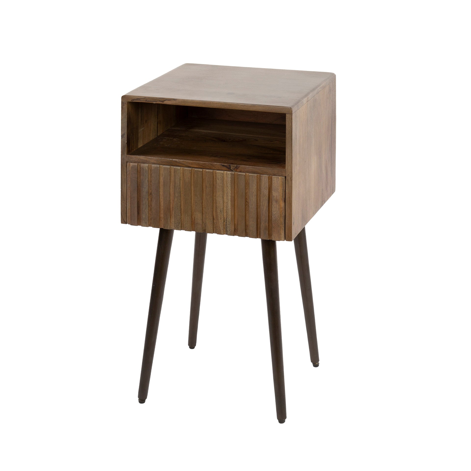 Nachtkastje Carve 1 lade / Massief acacia bruin – afbeelding 4