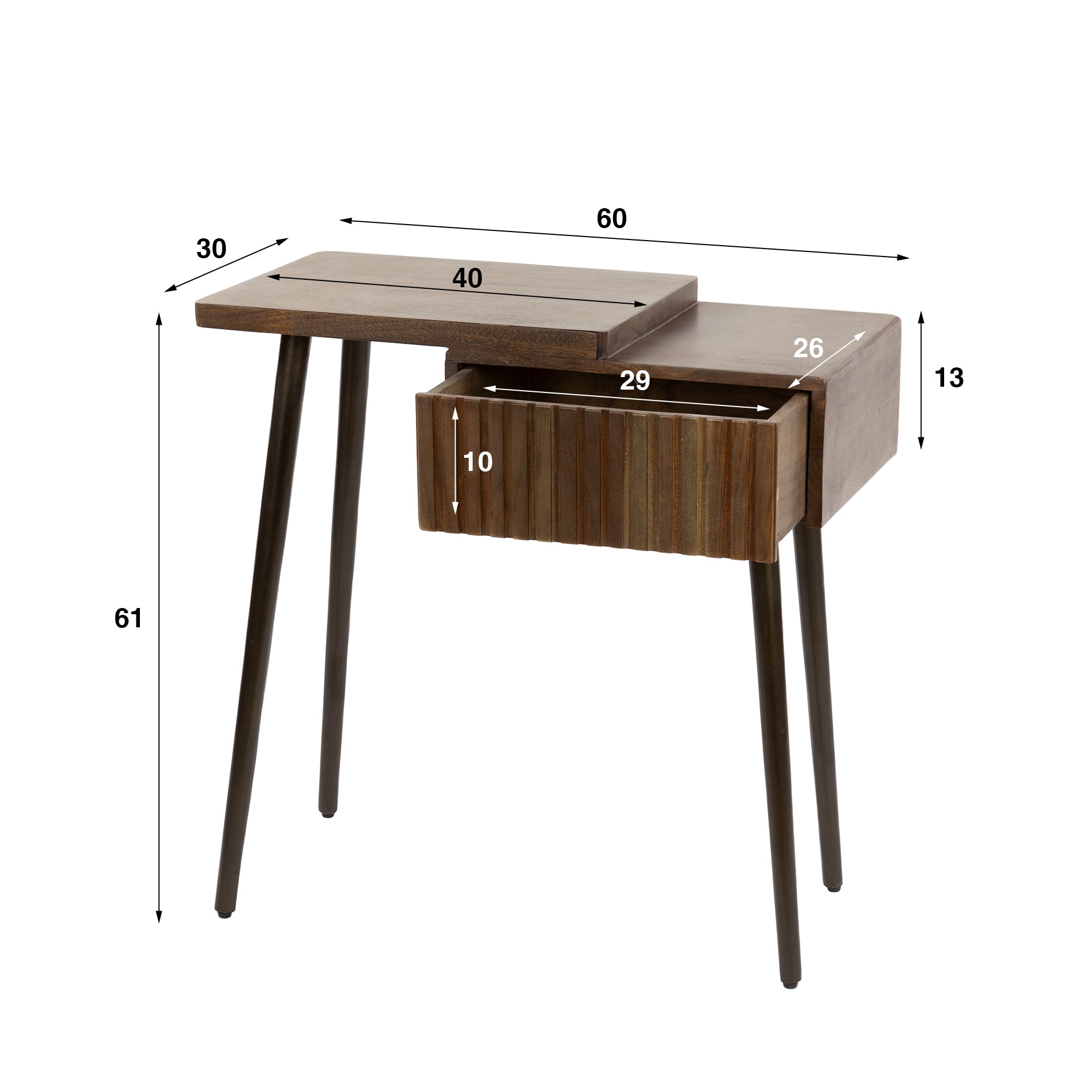 Nachtkastje Carve 1 lade links / Massief acacia bruin – afbeelding 7