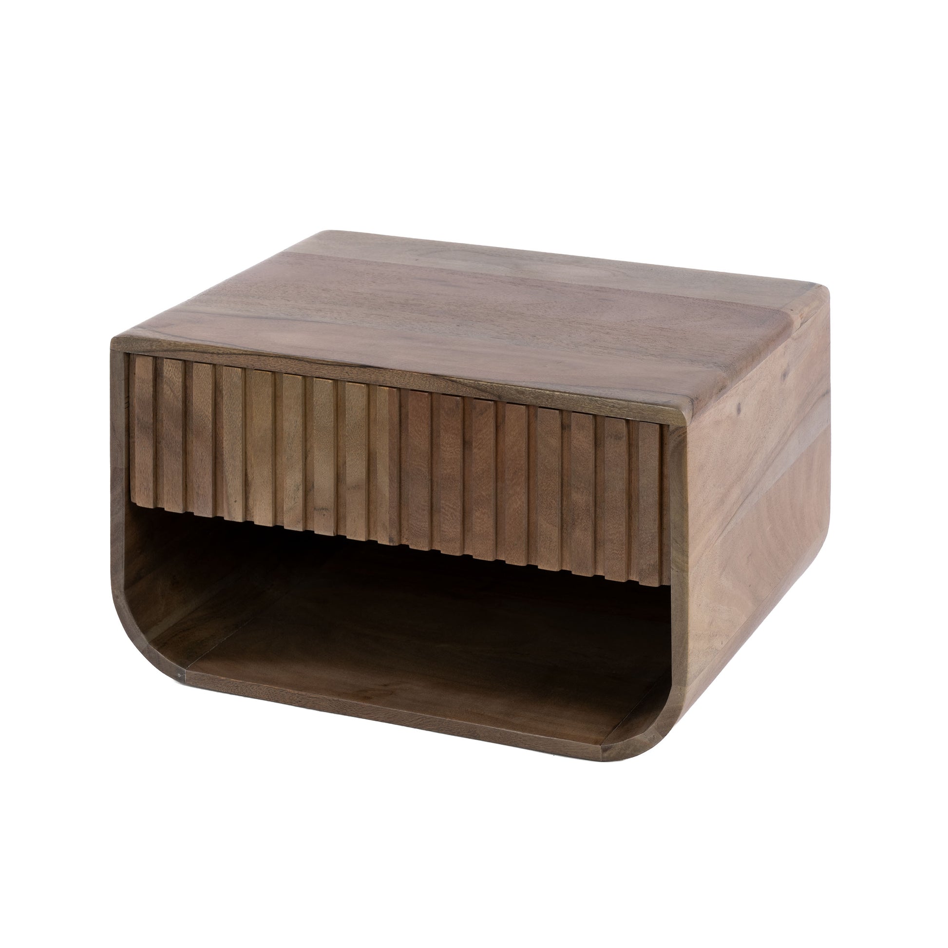 Nachtkastje Carve rounded zwevend 1 lade / Massief acacia bruin – afbeelding 4