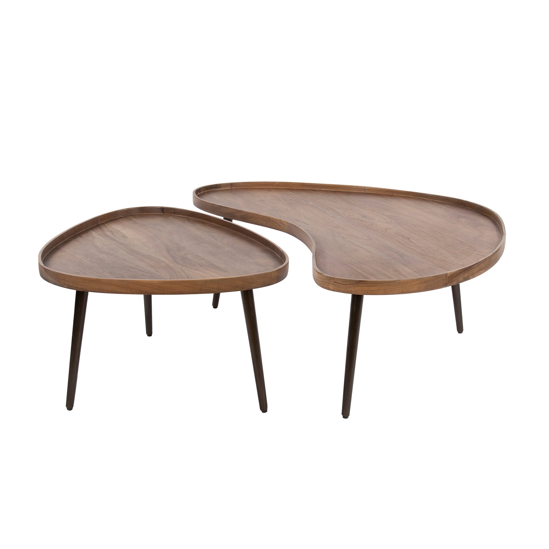 Salontafel Carve organisch set van 2 / Massief acacia bruin – afbeelding 7
