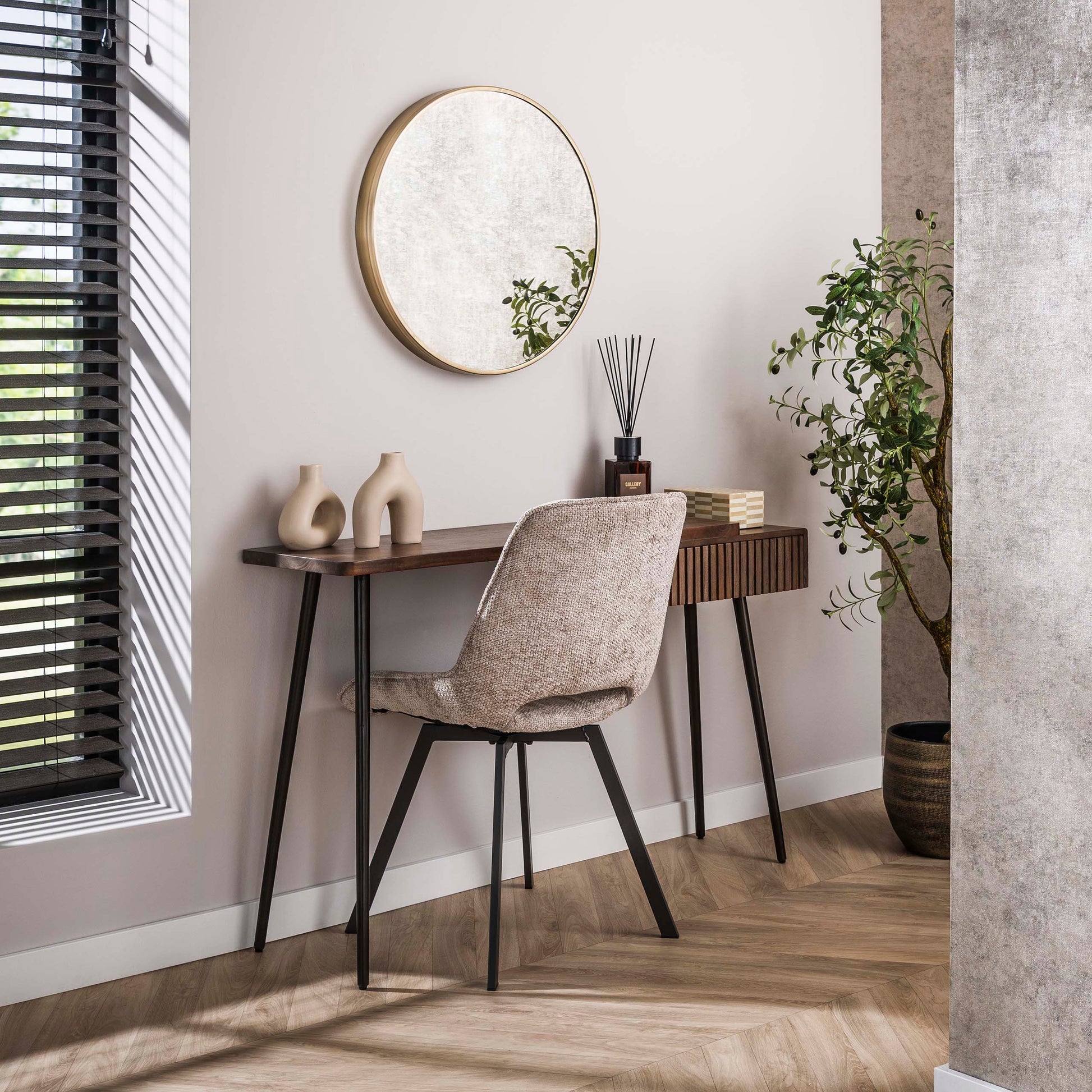 Hal-/kaptafel Carve 1 lade / Massief acacia bruin – afbeelding 1