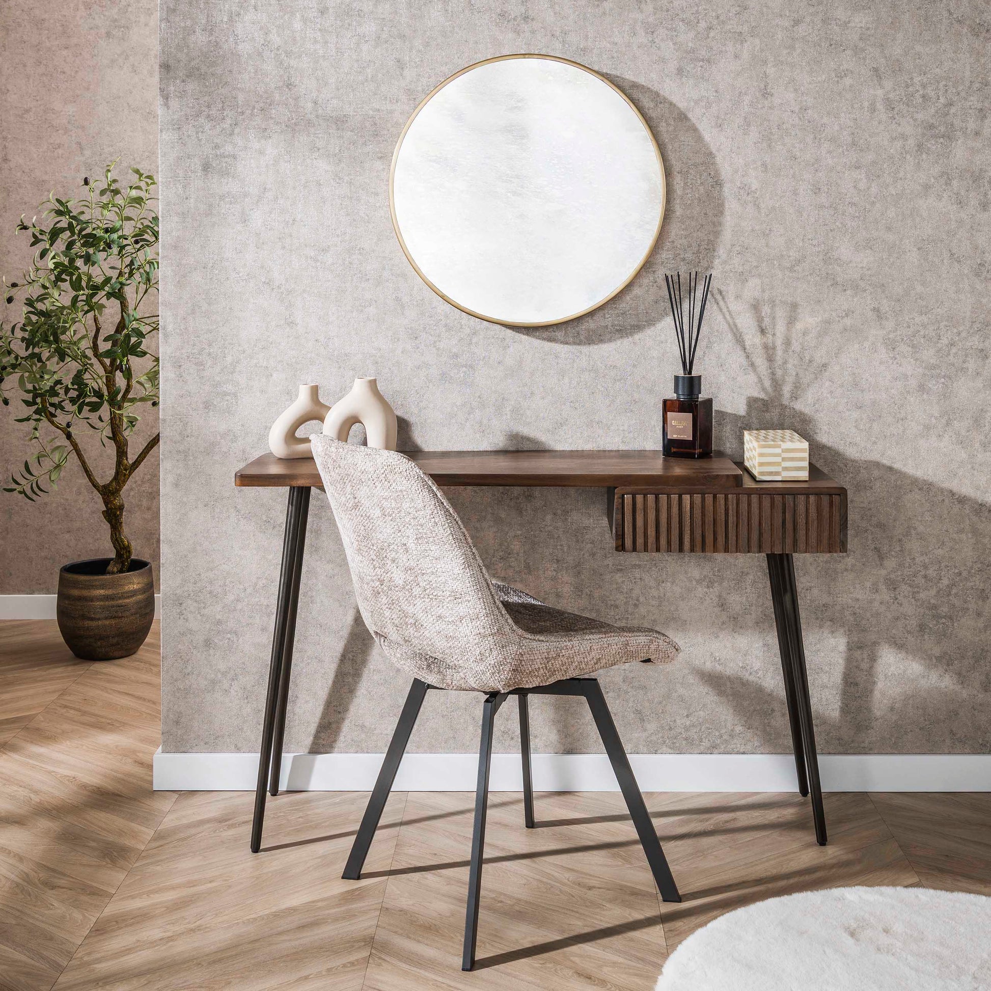 Hal-/kaptafel Carve 1 lade / Massief acacia bruin – afbeelding 5