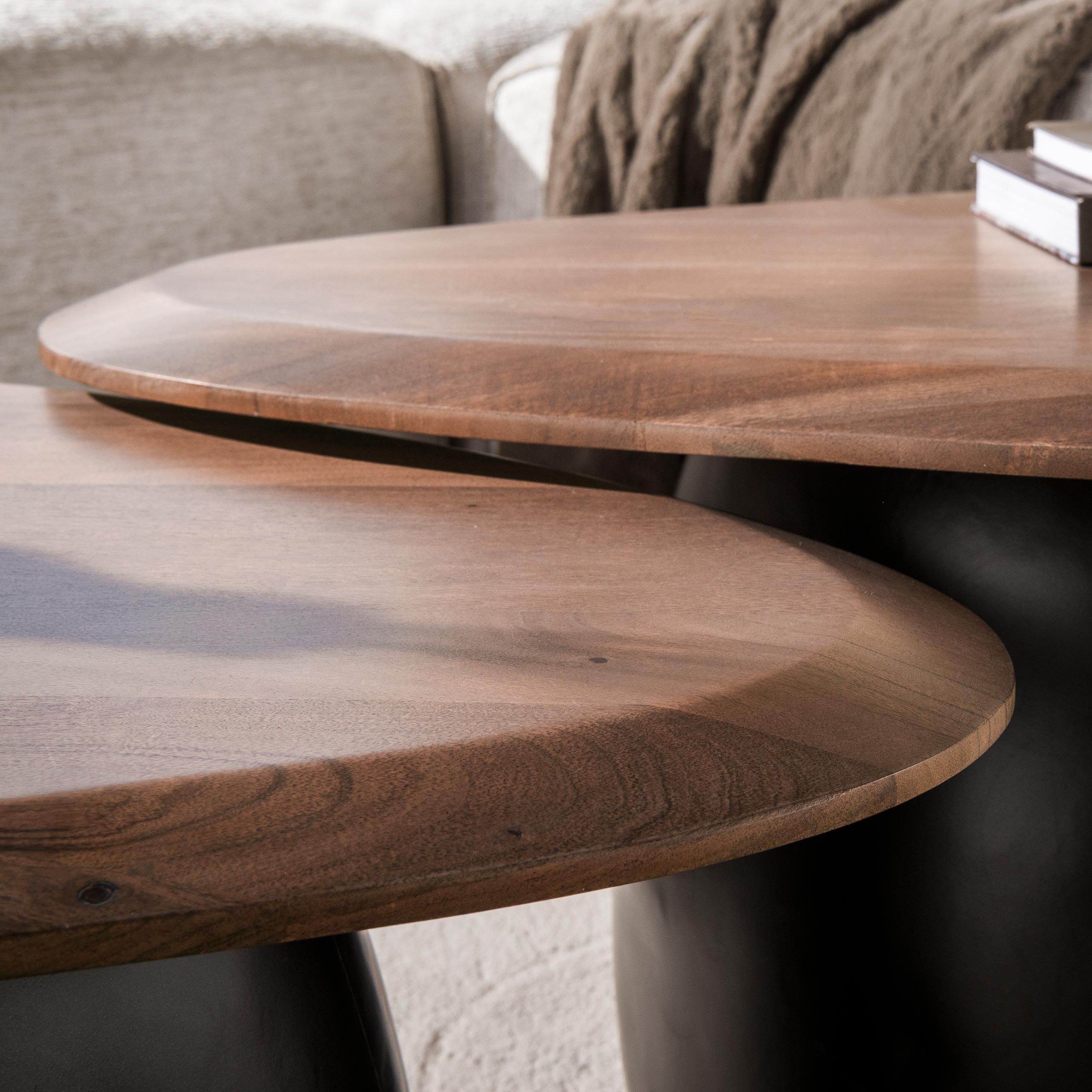 Salontafel Melta set van 2 / Massief acacia bruin – afbeelding 4