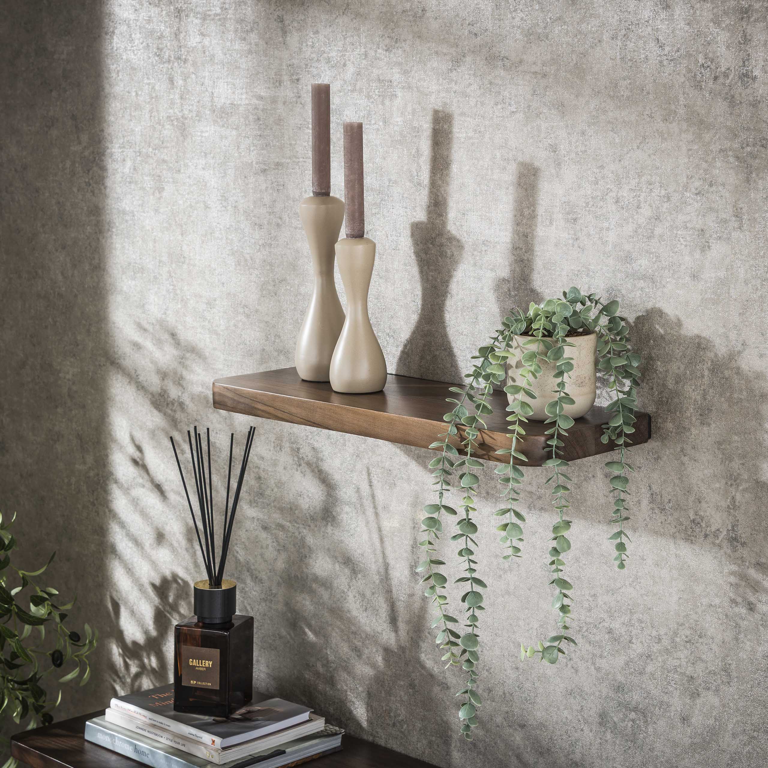 Wandplank Carve 60cm / Massief acacia bruin – afbeelding 1