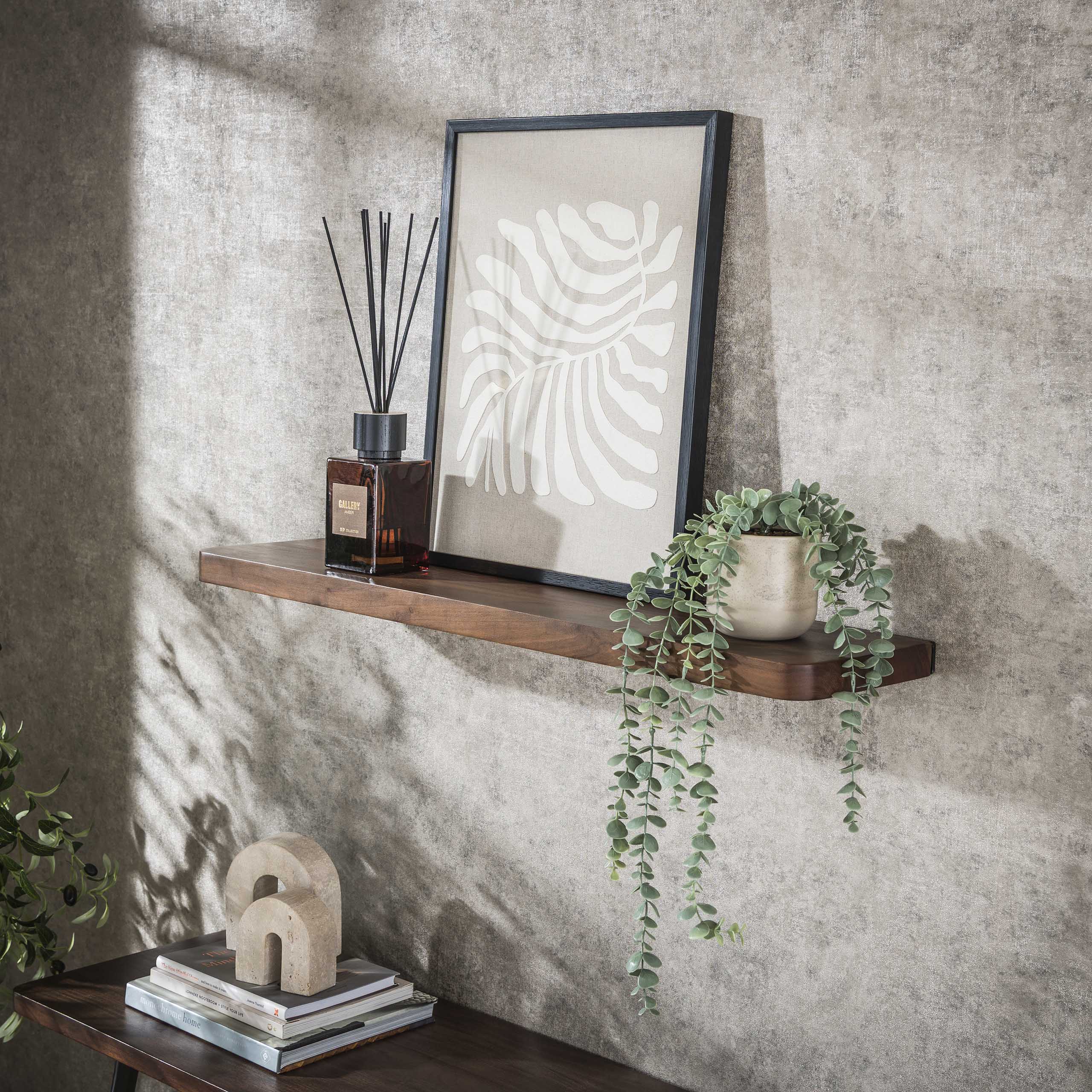 Wandplank Carve 90cm / Massief acacia bruin – afbeelding 1