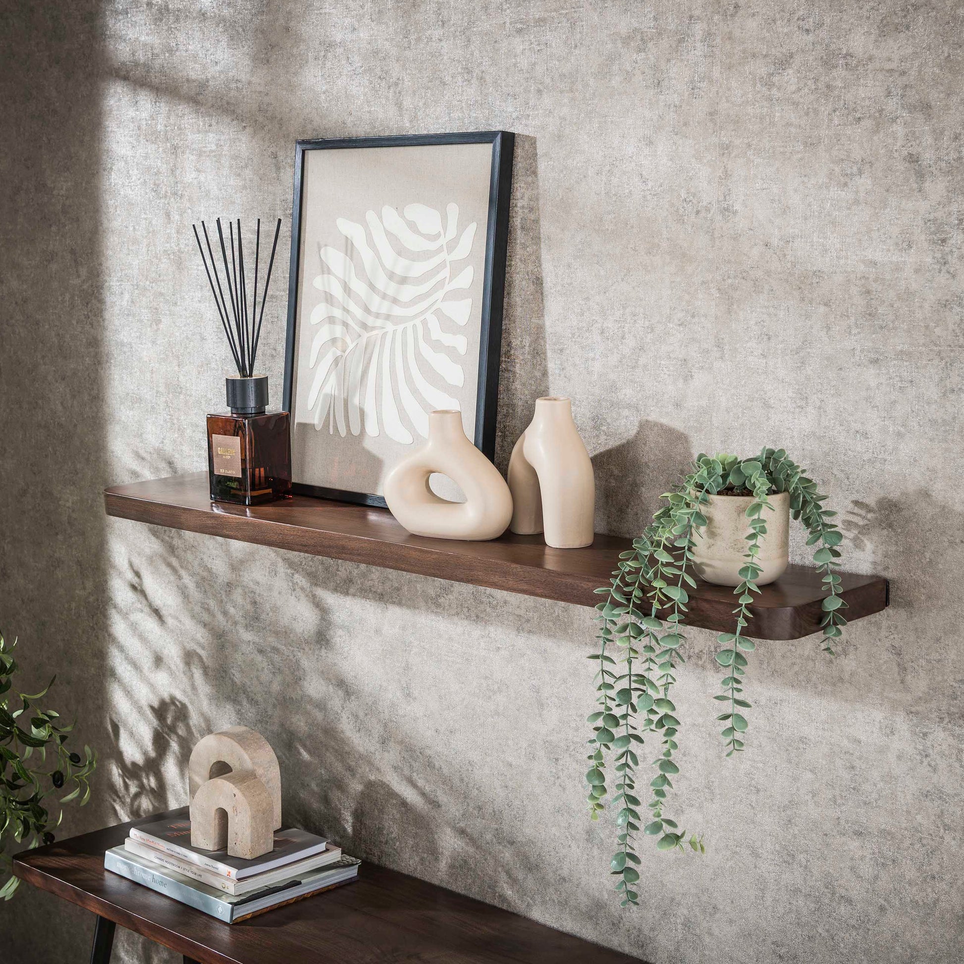 Wandplank Carve 120cm / Massief acacia bruin – afbeelding 1