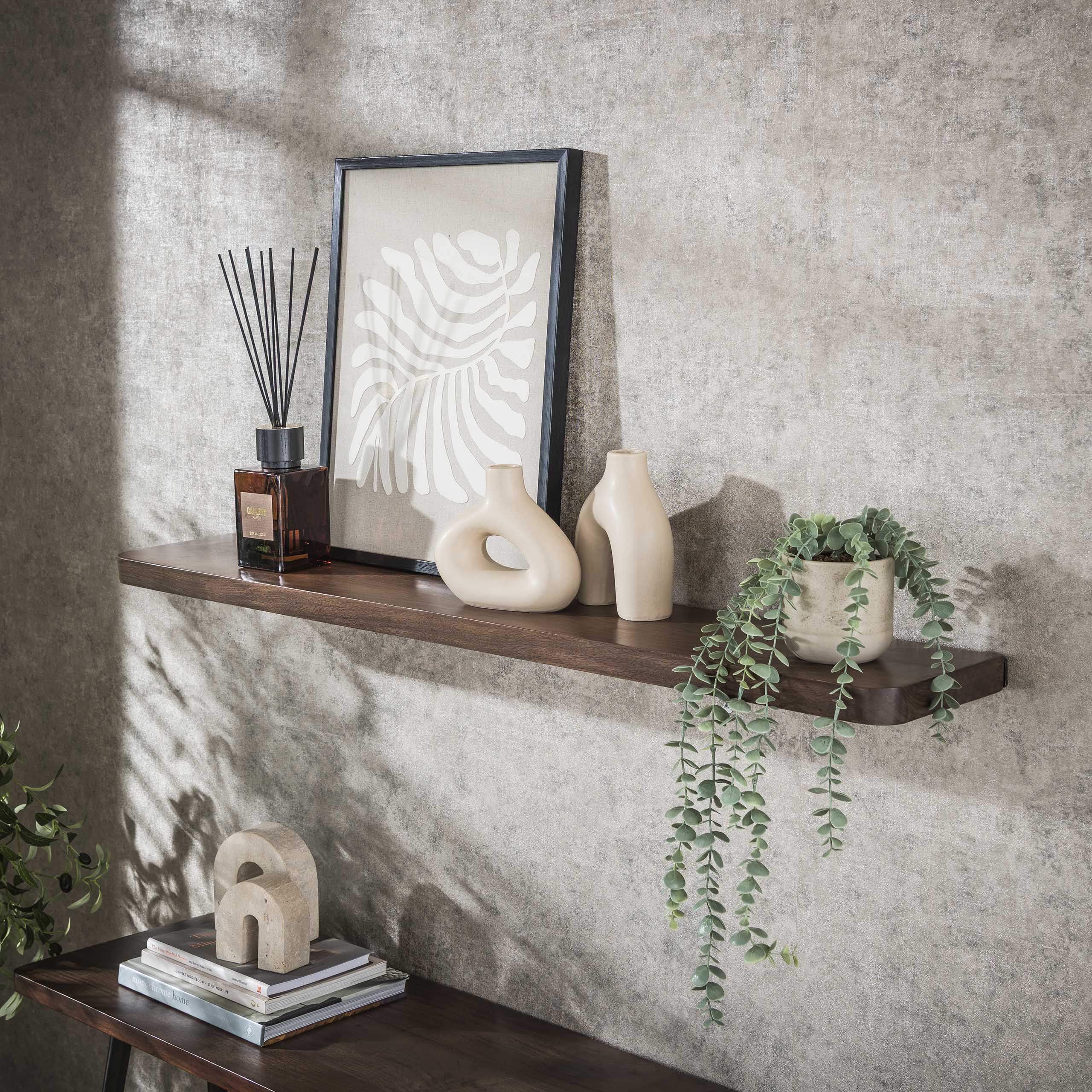 Wandplank Carve 120cm / Massief acacia bruin – afbeelding 1