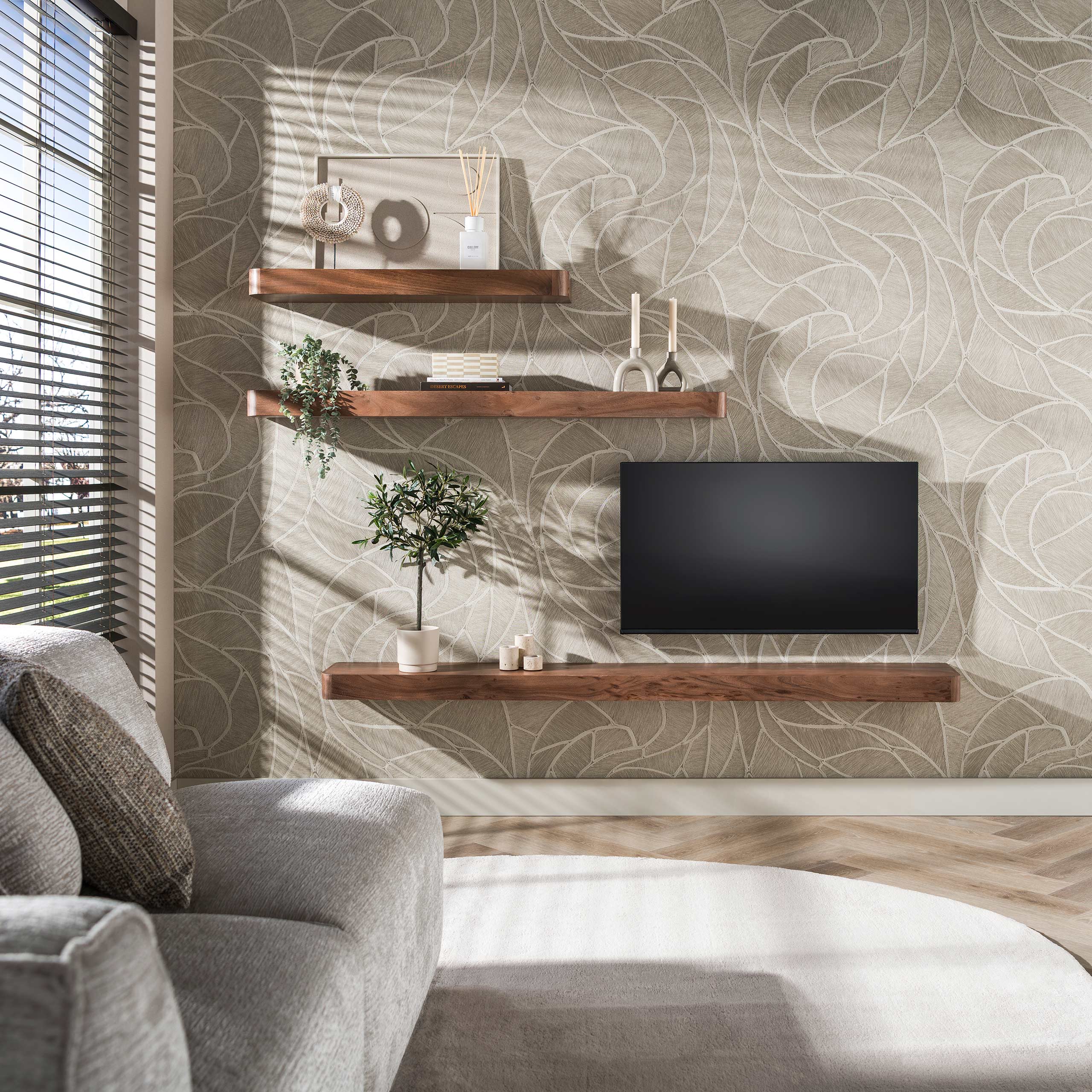Wandplank Carve 200cm / Massief acacia bruin – afbeelding 1