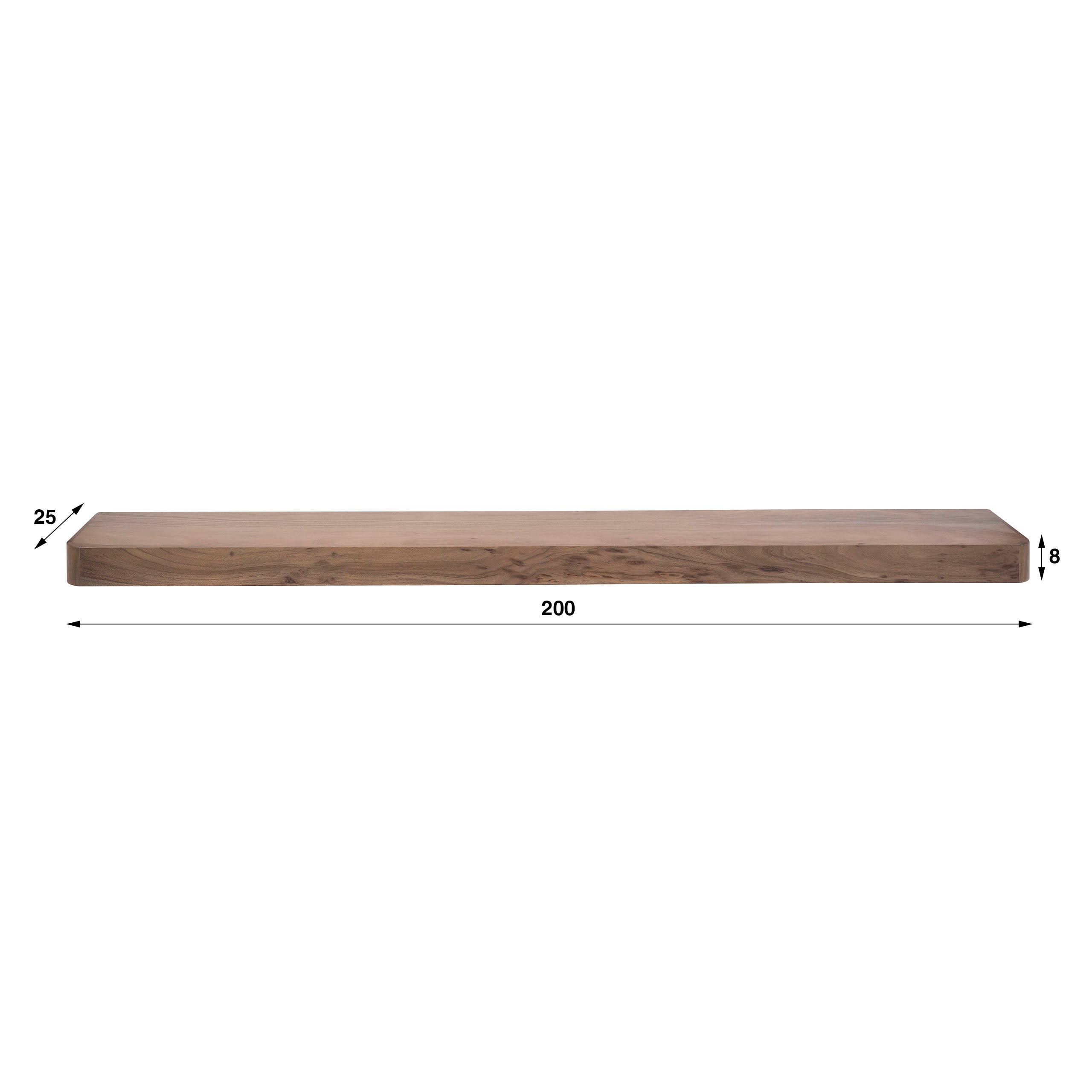 Wandplank Carve 200cm / Massief acacia bruin – afbeelding 4