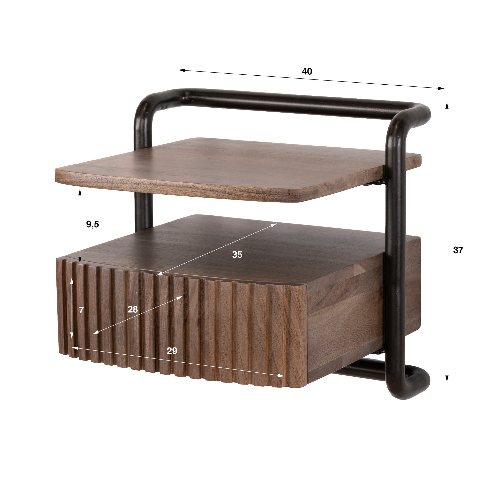 Nachtkastje Linea zwevend 1 lade / Massief acacia bruin – afbeelding 5