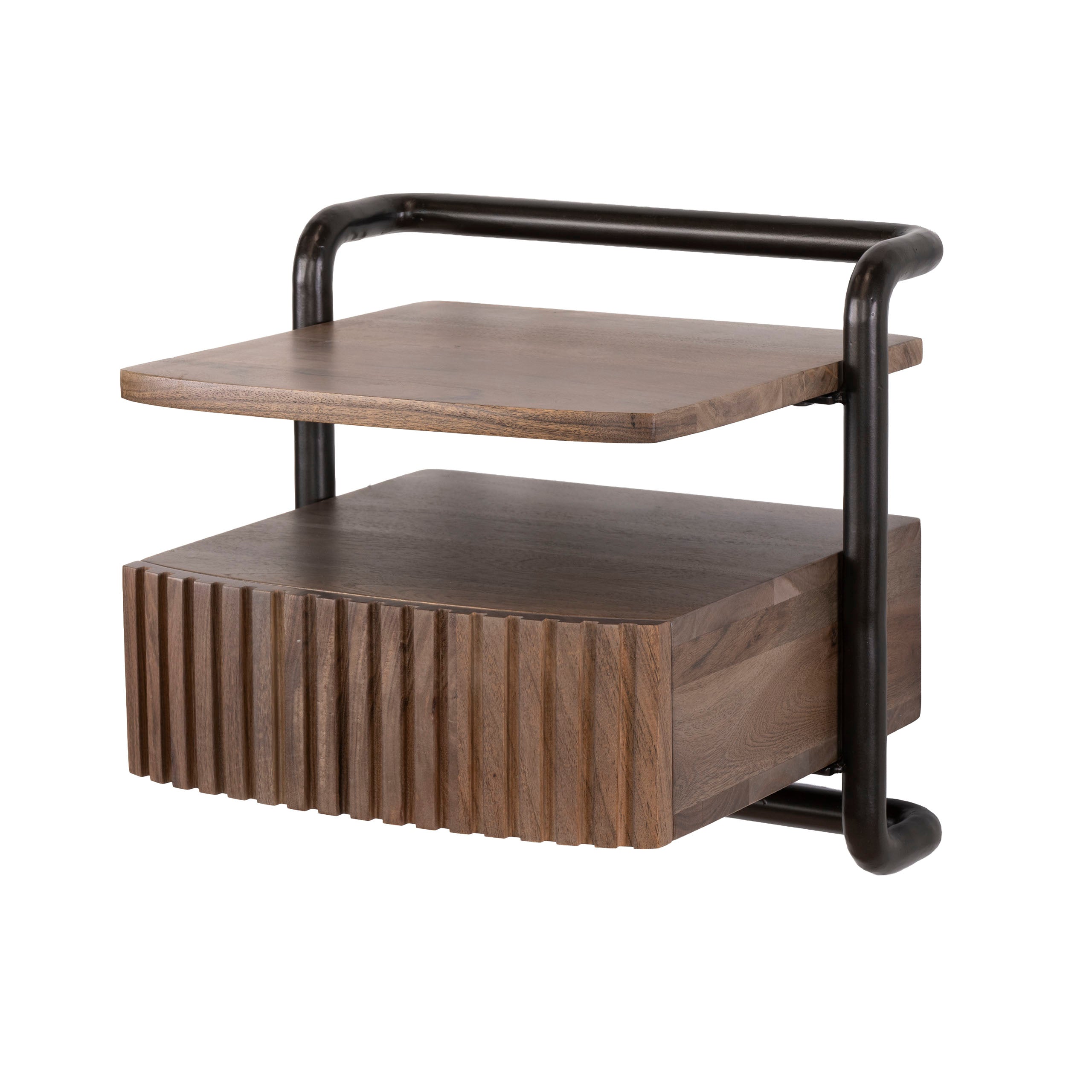 Nachtkastje Linea zwevend 1 lade / Massief acacia bruin – afbeelding 4