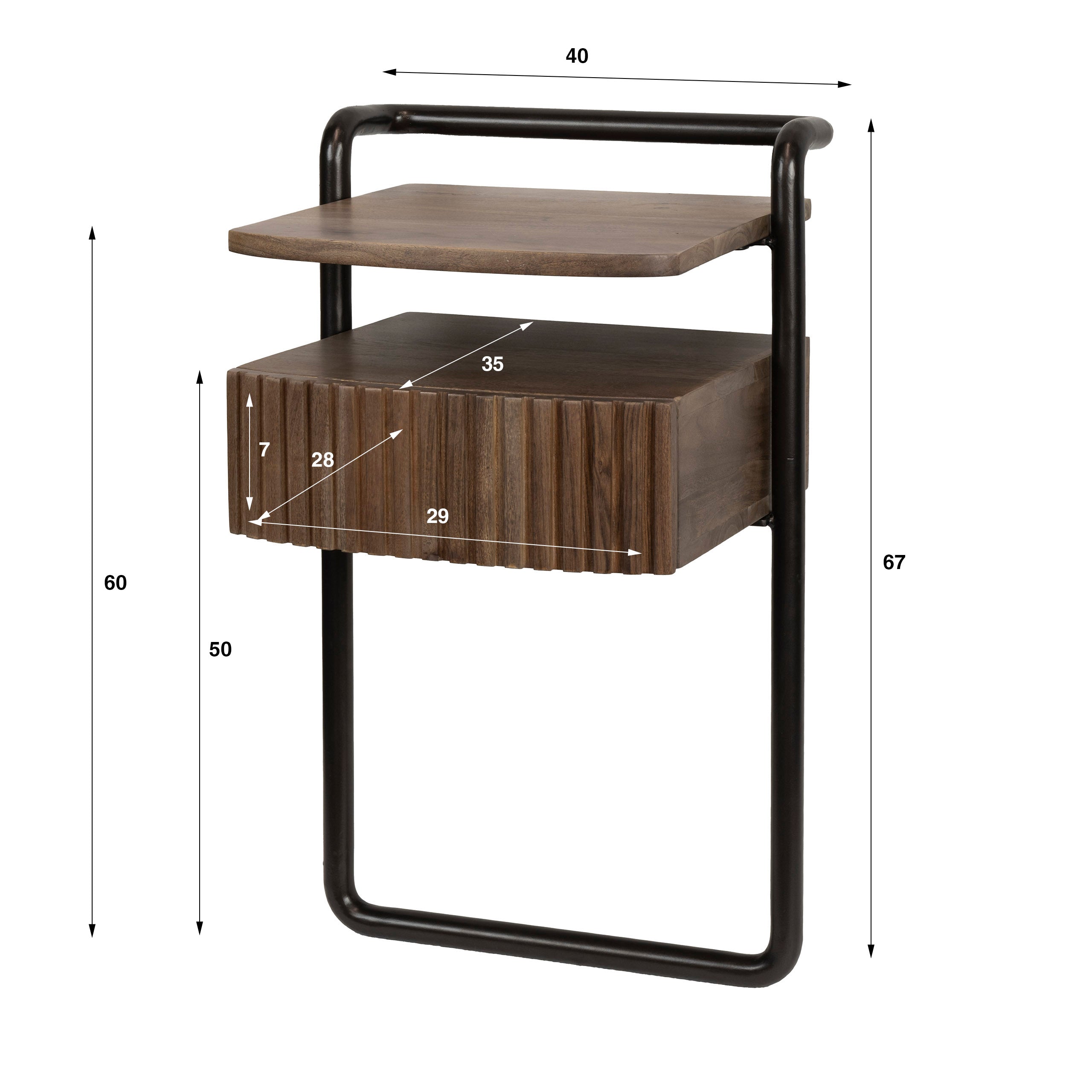 Nachtkastje Linea 1 lade / Massief acacia bruin – afbeelding 5